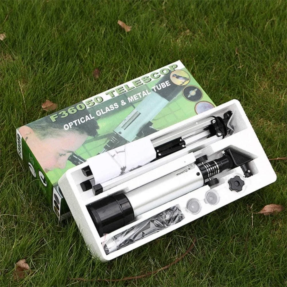 تلسکوپ نجومی مبتدی LSLYTQ با وضوح بالا، شکست نور، بزرگنمایی 90 برابر، آینه مستقیم 1.5 برابر، سه پایه قابل حمل مناسب برای سفر در فضای باز، دو برابر کردن راحتی