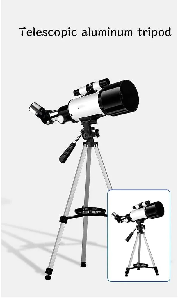 تلسکوپ LSLYTQ برای مبتدیان نجوم، دیافراگم 70 میلی‌متری، تلسکوپ شکستنی نجومی قابل حمل 400 میلی‌متری - تلسکوپ با کیف حمل / سفید / G