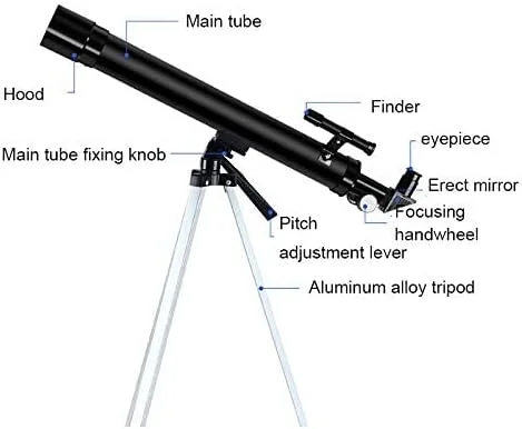 تلسکوپ LSLYTQ، تلسکوپ شکستنی نجومی، تلسکوپ برای مبتدیان نجوم، جمع و جور و قابل حمل، سه پایه با ارتفاع قابل تنظیم، تلسکوپ مسافرتی