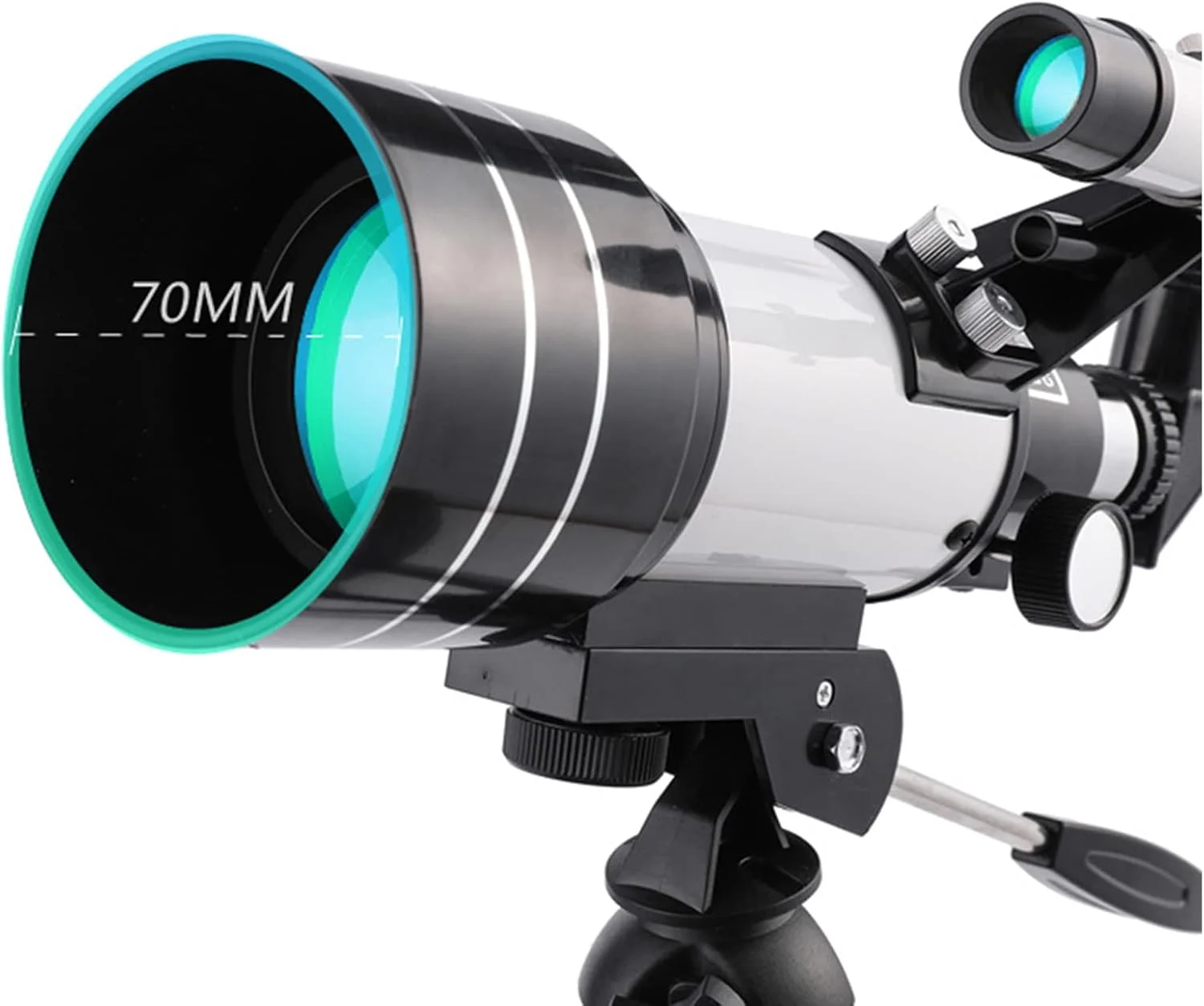 تلسکوپ نجومی انکساری با سه پایه و آداپتور تلفن، دهانه 70 میلی‌متری، 300 میلی‌متر، تلسکوپ حرفه‌ای برای مبتدیان و بزرگسالان