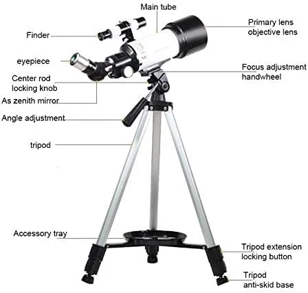 تلسکوپ LSLYTQ، دهانه 70 میلی‌متری، 400 میلی‌متری AZ تلسکوپ شکستنی نجومی، شکست نور قابل حمل با سه‌پایه، تلسکوپ‌های مسافرتی، برای بزرگسالان مبتدی