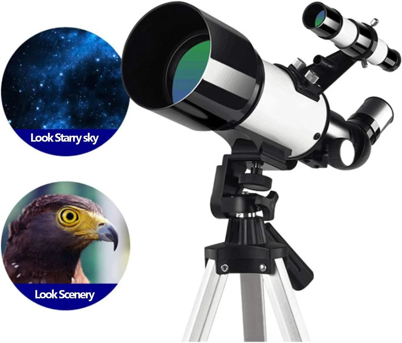 تلسکوپ شکستنی ۷۰/۴۰۰ میلی‌متری به همراه نگهدارنده تلفن همراه، فیلتر سحابی، یابنده 5X24، مناسب مبتدیان، کودکان و افراد تازه کار، بدون جنسیت