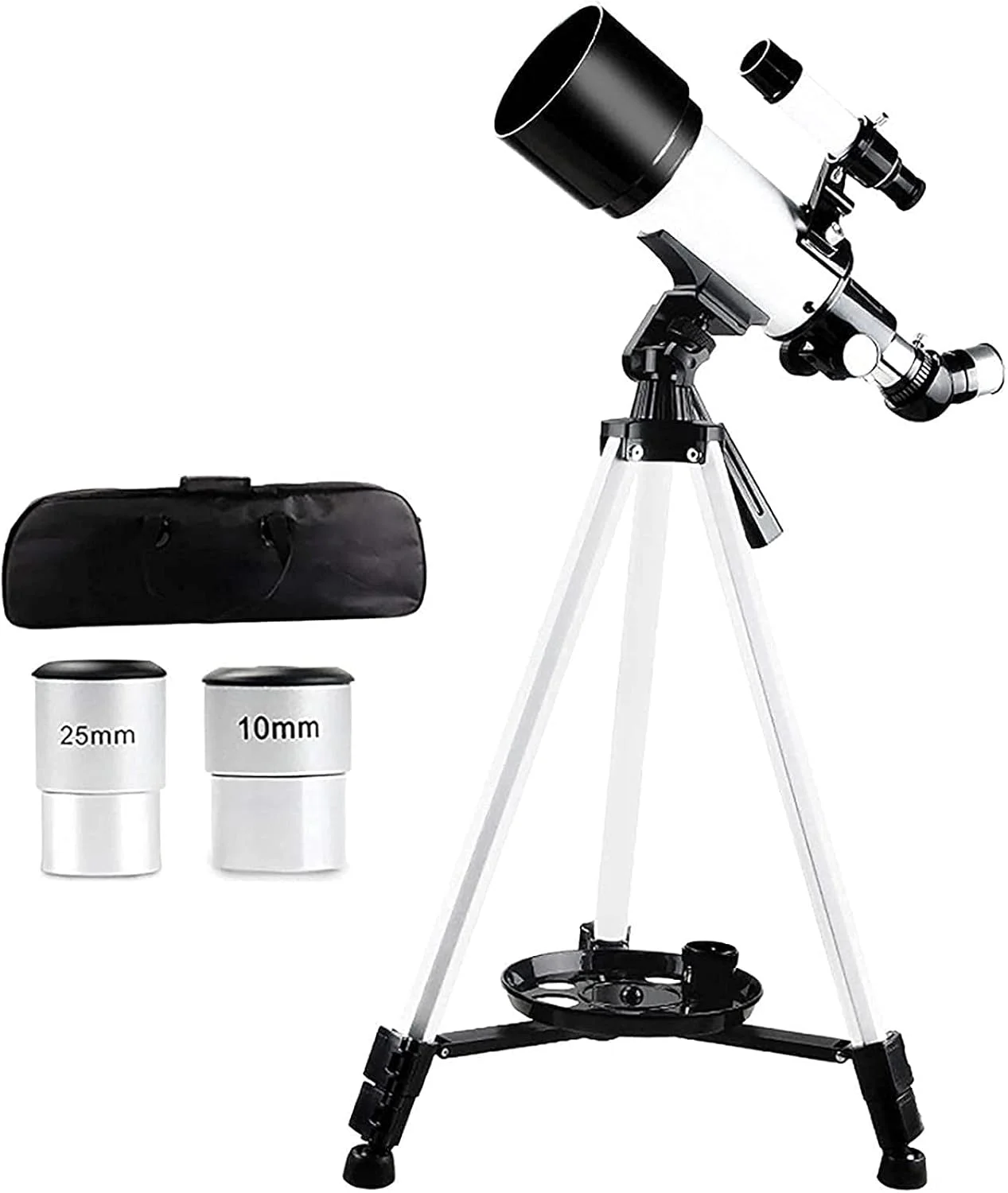 تلسکوپ شکستی HD 70 میلی‌متری برای نجوم آماتور و کودکان، به همراه پایه قابل تنظیم و نگهدارنده تلفن همراه، لنز با پوشش کامل