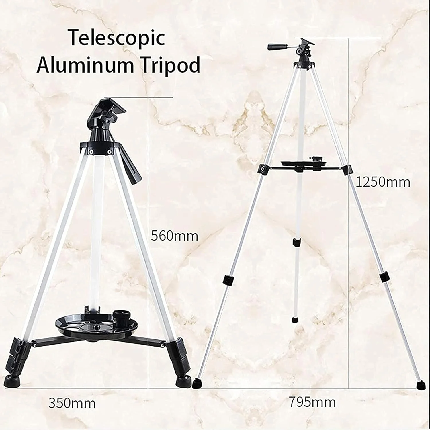 تلسکوپ شکستی HD 70 میلی‌متری برای نجوم آماتور و کودکان، به همراه پایه قابل تنظیم و نگهدارنده تلفن همراه، لنز با پوشش کامل