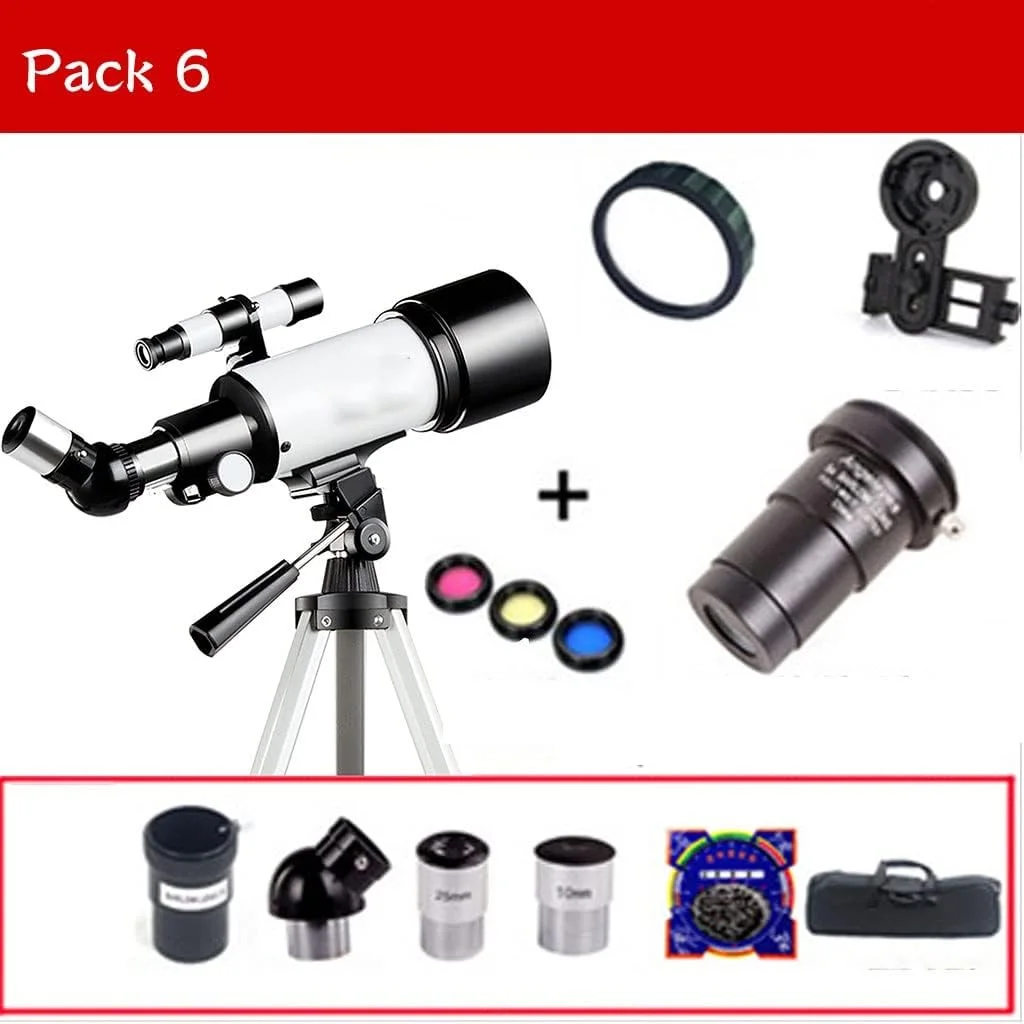 تلسکوپ LSLYTQ برای بزرگسالان، تلسکوپ های شکستنی با دیافراگم 70 میلی متری برای مبتدیان، تلسکوپ قابل حمل با، برای/سفید/یک