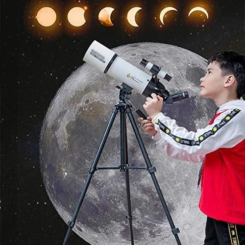 تلسکوپ نجومی شکستنی با دهانه 80 میلی‌متری، تلسکوپ مسافرتی با کیف حمل، سه پایه با ارتفاع قابل تنظیم، جمع و جور و قابل حمل، برای کودکان و مبتدیان