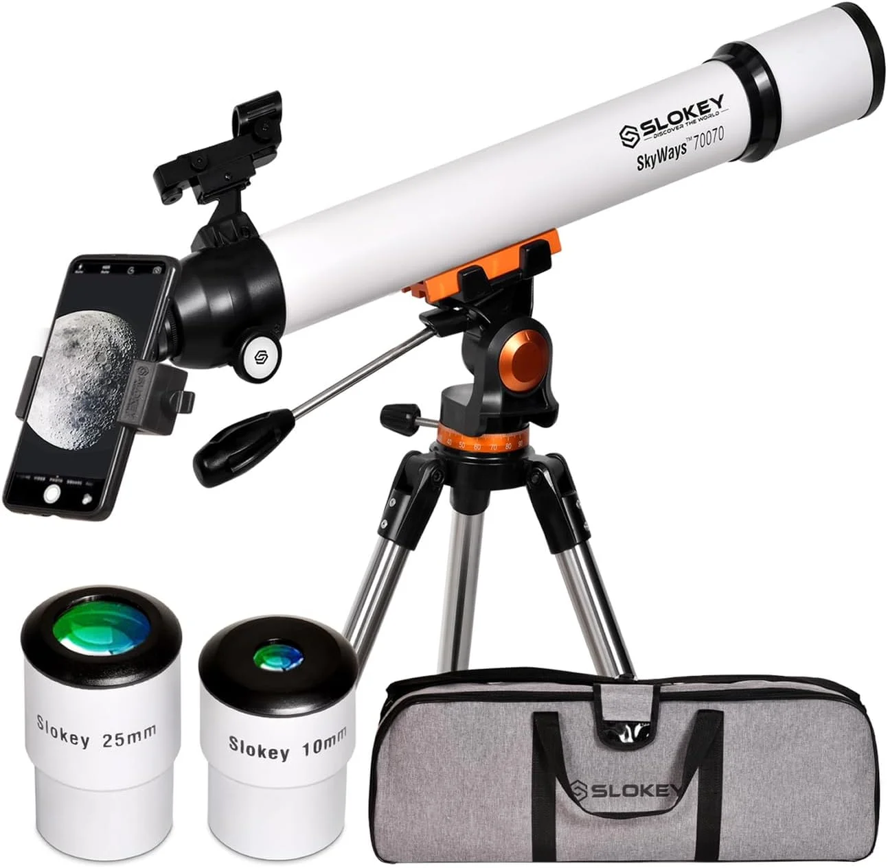 تلسکوپ نجومی اسلوکی Discover The World Skyways 70070 با بزرگنمایی 28x-210x، قطر لنز شیئی 70 میلی متر و فوکوس دستی دقیق، مجهز به یابنده رفلکس - 700 x 70 میلی متر