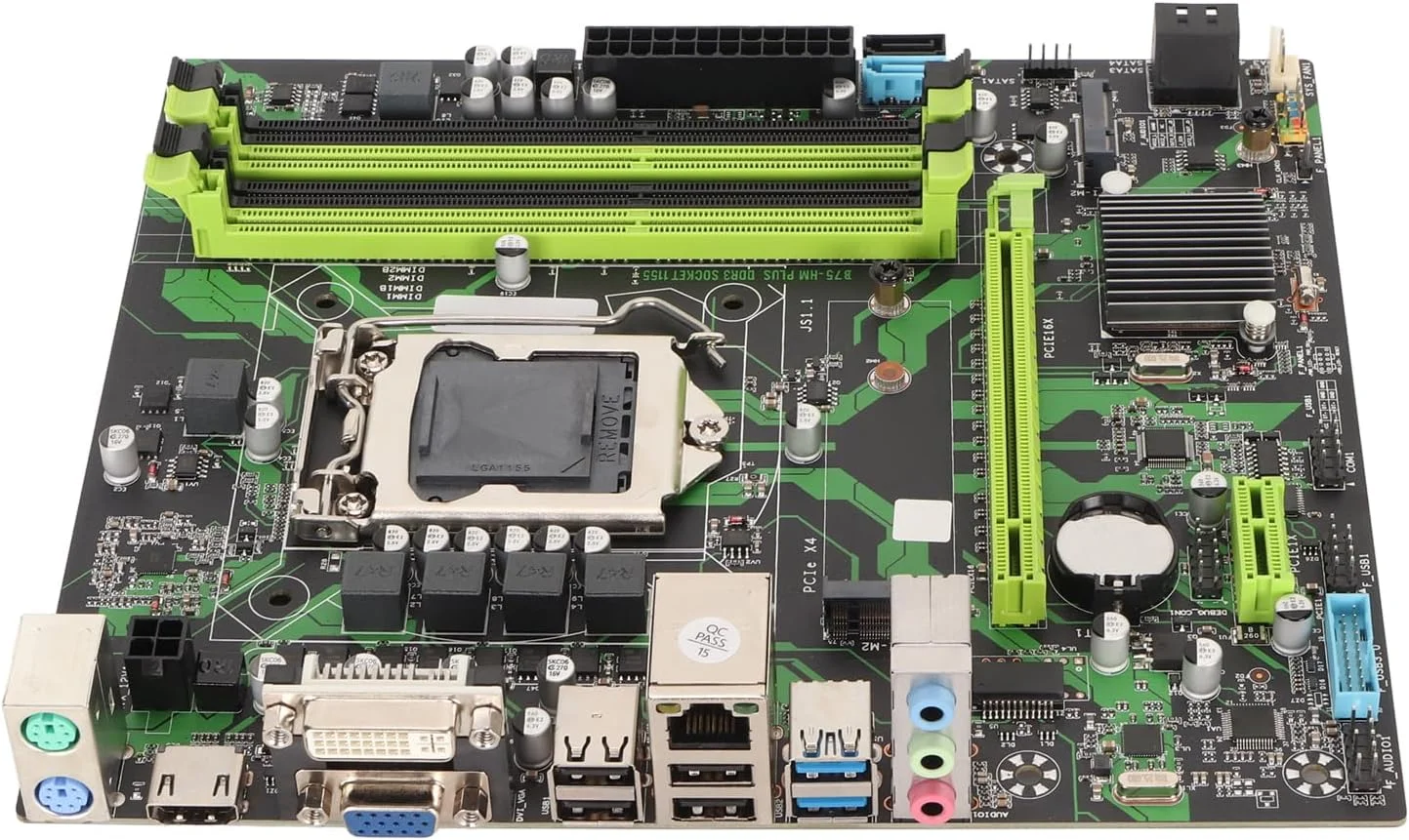 مادربرد Heayzoki LGA 1155، مادربرد کامپیوتر رومیزی، B75 HMPLUS LGA 1155 دارای 4 اسلات DDR3 6Gbps SATA M.2 NVME PCIe X16 VGA HD Output ATX برای استخراج