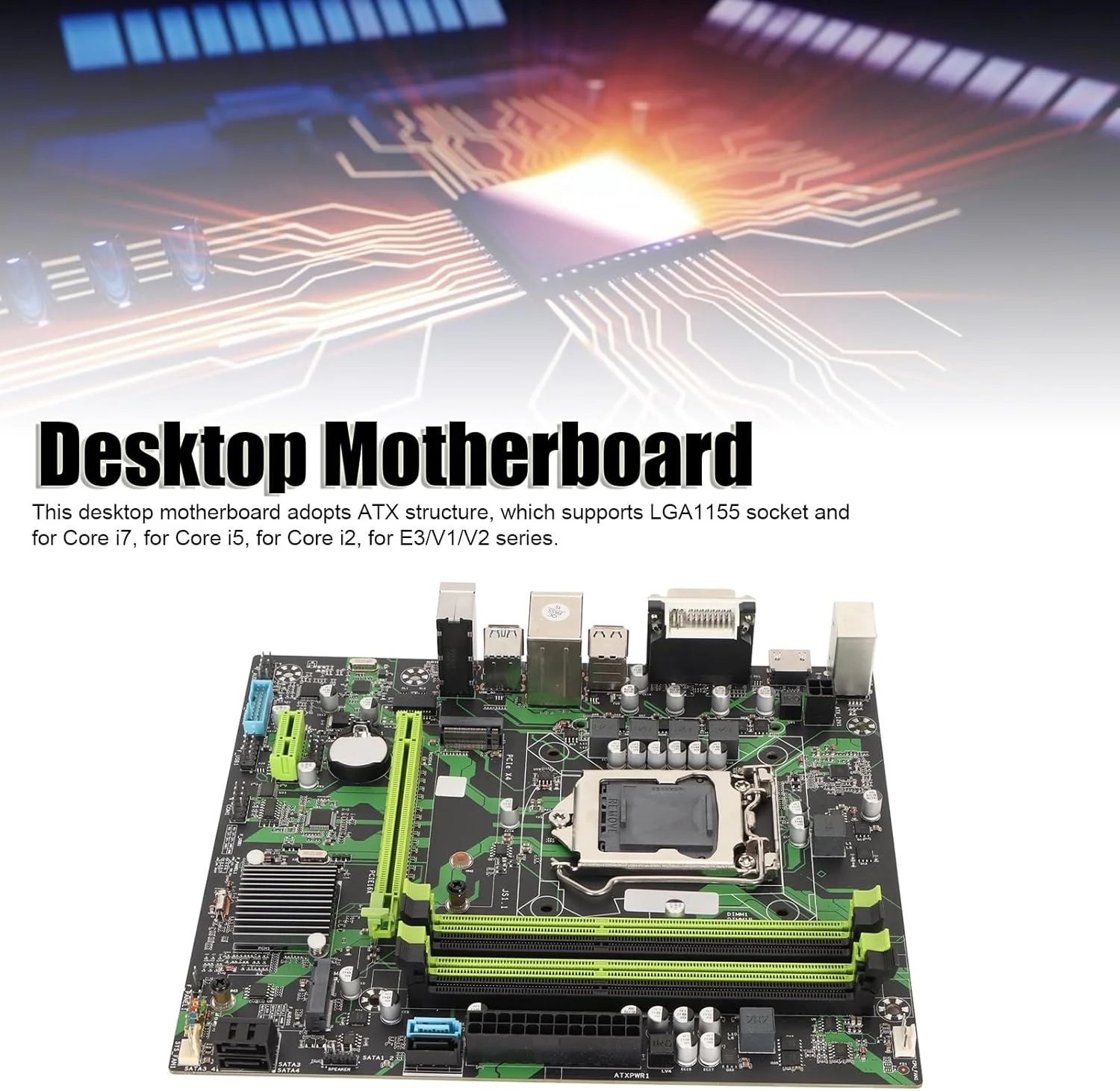 مادربرد Heayzoki LGA 1155، مادربرد کامپیوتر رومیزی، B75 HMPLUS LGA 1155 دارای 4 اسلات DDR3 6Gbps SATA M.2 NVME PCIe X16 VGA HD Output ATX برای استخراج