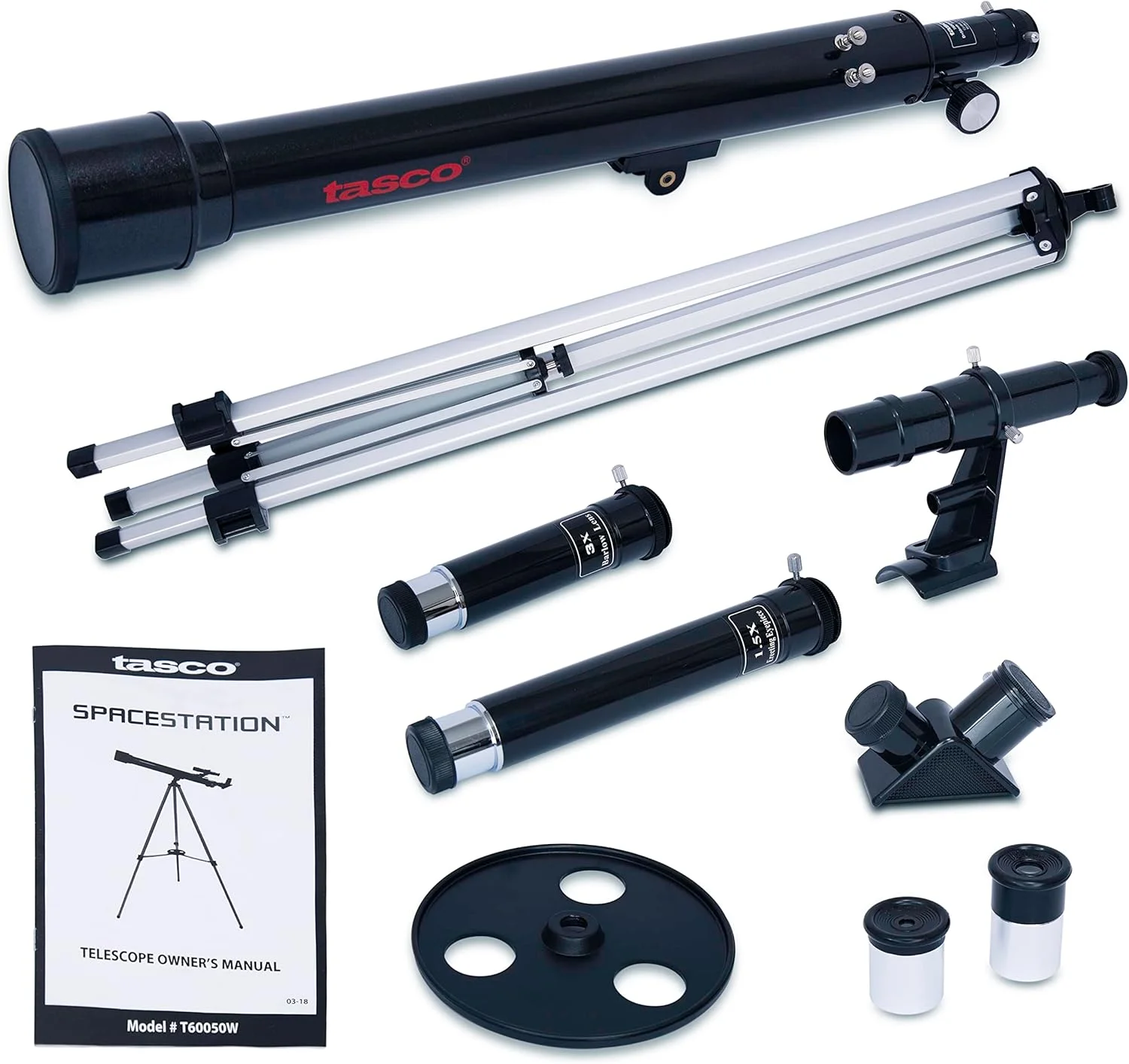 تلسکوپ شکستنی 600x50 میلی‌متری Tasco Spacestation، تلسکوپ نجومی برای بزرگسالان و مبتدیان، مشکی