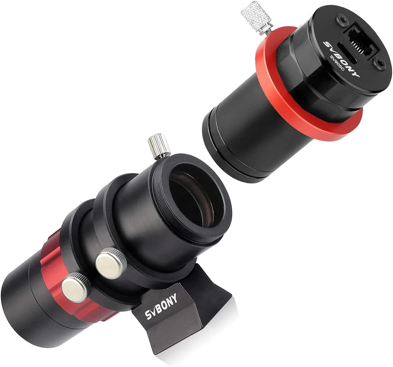 دوربین تلسکوپ SVBONY SV905C، رابط USB 2.0 Type-C با کیفیت 1.23 مگاپیکسل، دوربین راهنمای نجومی استاندارد 1.25 اینچی، همراه با مینی اسکوپ راهنمای SV165، یابنده 30 میلی متری F4، برای عکاسی نجومی