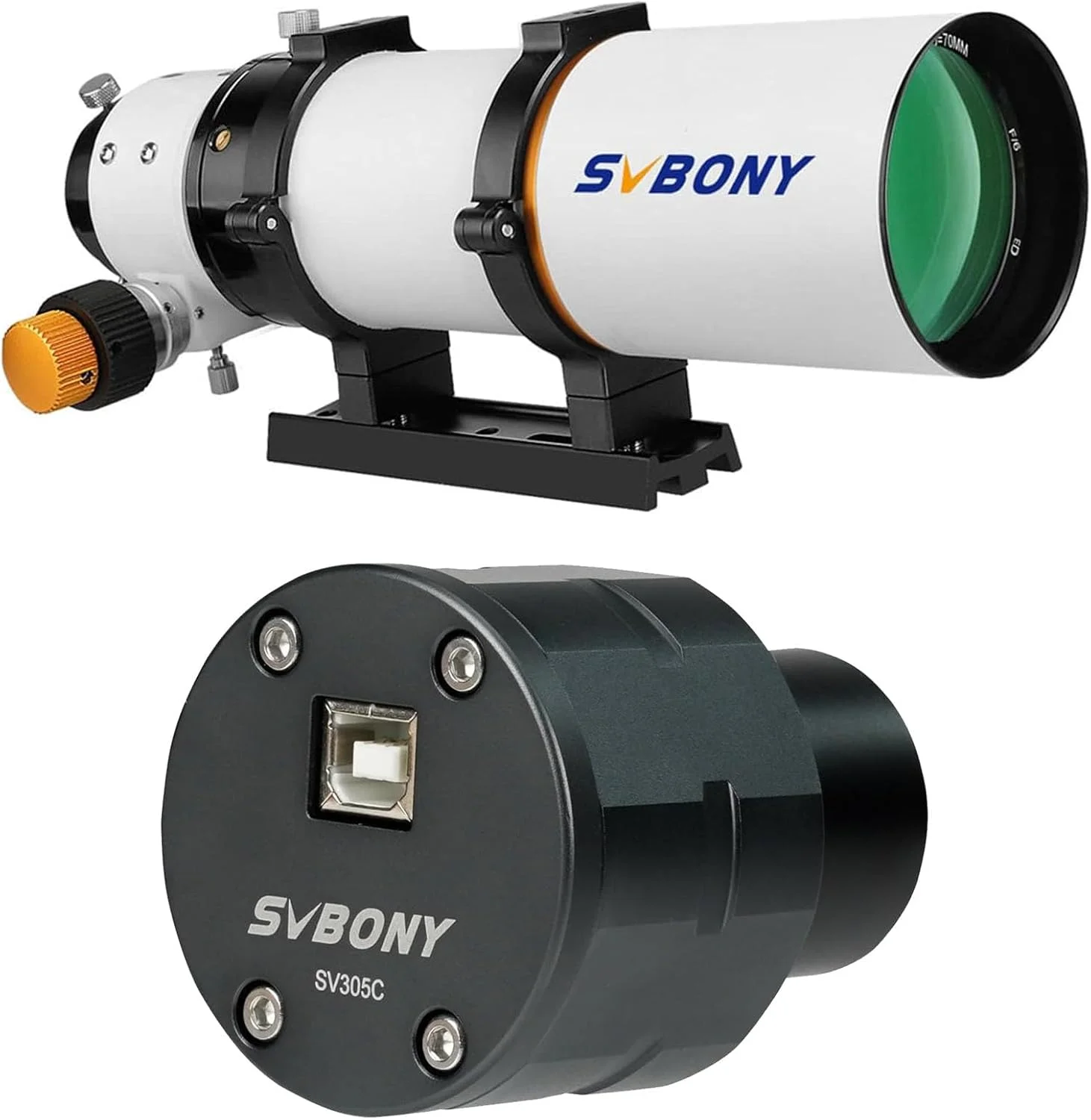 تلسکوپ SVBONY SV503، 70ED F6 شکست دهنده با پراکندگی بسیار کم OTA، همراه با دوربین سیاره ای SV305C دوربین نجومی 1.25 اینچی