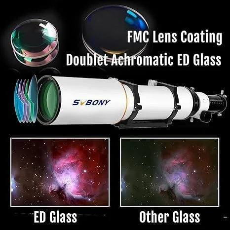 لوله تلسکوپ SVBONY SV503، تلسکوپ شکستی رنگی آپوکروماتیک با پراکندگی بسیار کم 102 میلیمتری F7 همراه با چشمی تلسکوپ SV230 لوله تلسکوپ SVBONY SV503، تلسکوپ شکستی رنگی آپوکروماتیک با پراکندگی بسیار کم 102 میلیمتری F7 همراه با چشمی تلسکوپ SV230
