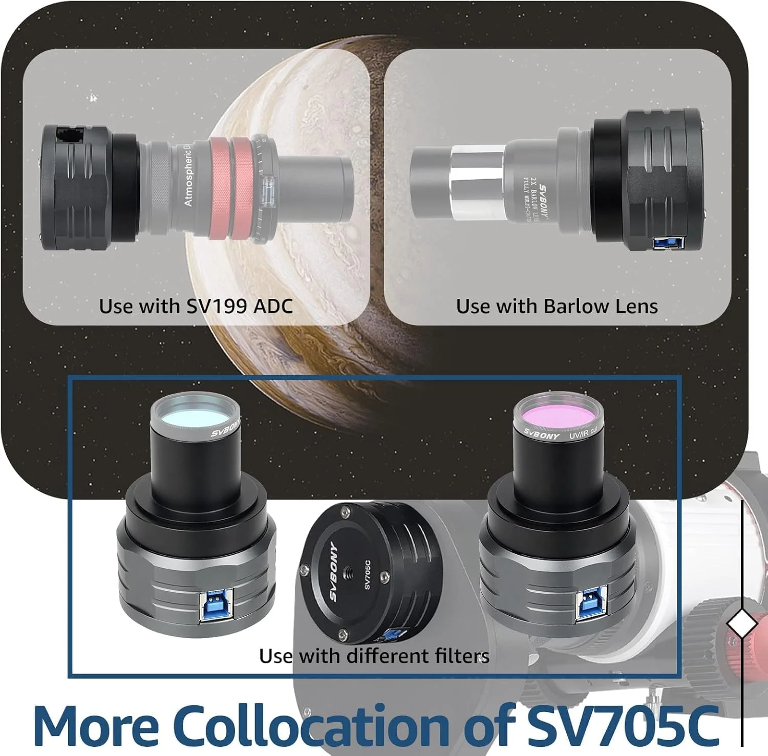 دوربین تلسکوپ SVBONY SV705C با تلسکوپ شکستی SV503