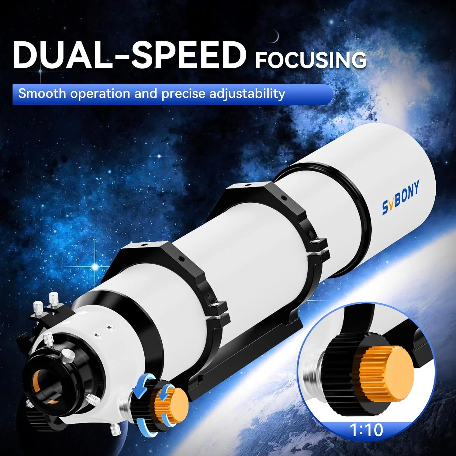 تلسکوپ SVBONY SV48P برای بزرگسالان، قدرت بالا، دهانه بزرگ 102 میلیمتری، Refractor OTA به همراه دسته SV211 203 میلیمتری، براکت نصب، تلسکوپ نجومی برای رصد اعماق آسمان تلسکوپ SVBONY SV48P برای بزرگسالان، قدرت بالا، دهانه بزرگ 102 میلیمتری، Refractor OTA به همراه دسته SV211 203 میلیمتری، براکت نصب، تلسکوپ نجومی برای رصد اعماق آسمان