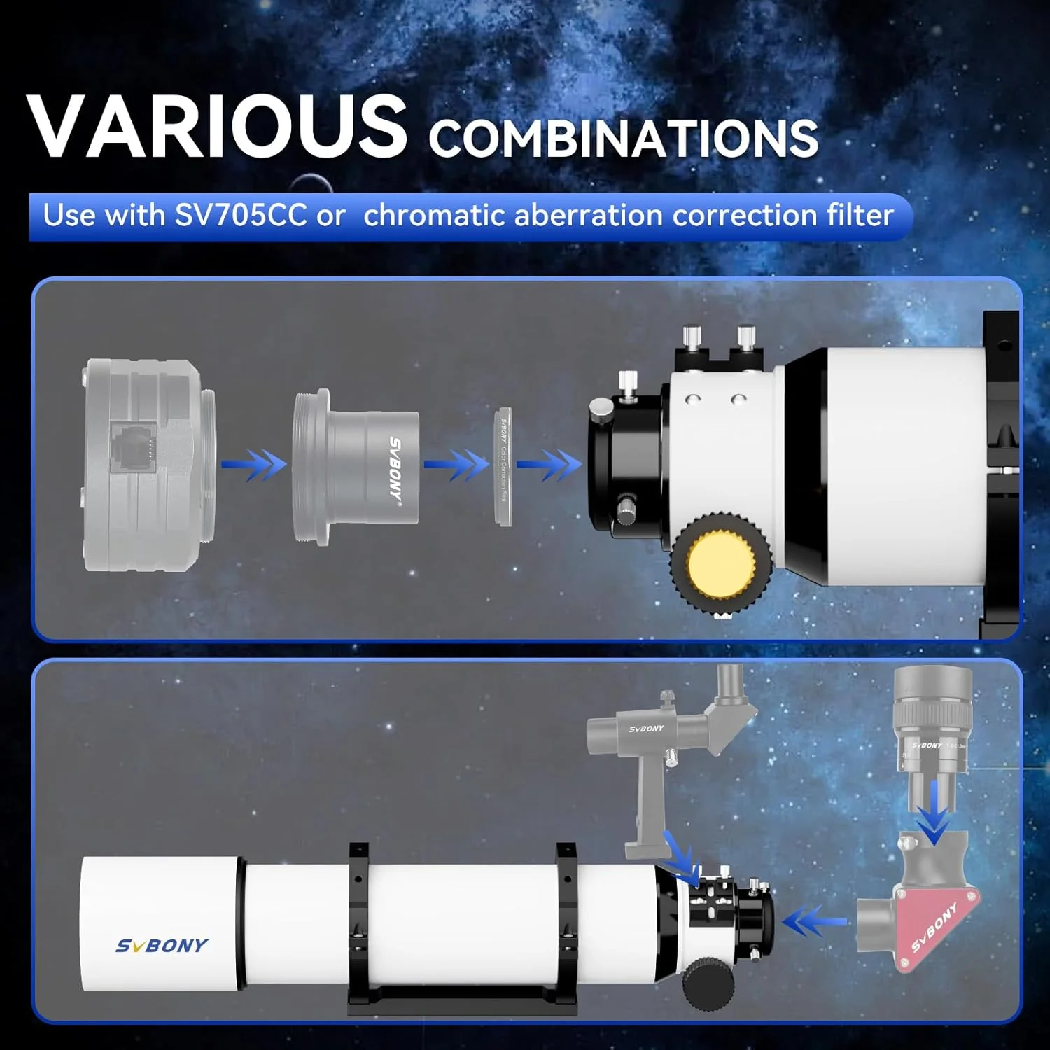 تلسکوپ SVBONY SV48P برای بزرگسالان، قدرت بالا، دهانه بزرگ 102 میلیمتری، Refractor OTA به همراه دسته SV211 203 میلیمتری، براکت نصب، تلسکوپ نجومی برای رصد اعماق آسمان تلسکوپ SVBONY SV48P برای بزرگسالان، قدرت بالا، دهانه بزرگ 102 میلیمتری، Refractor OTA به همراه دسته SV211 203 میلیمتری، براکت نصب، تلسکوپ نجومی برای رصد اعماق آسمان