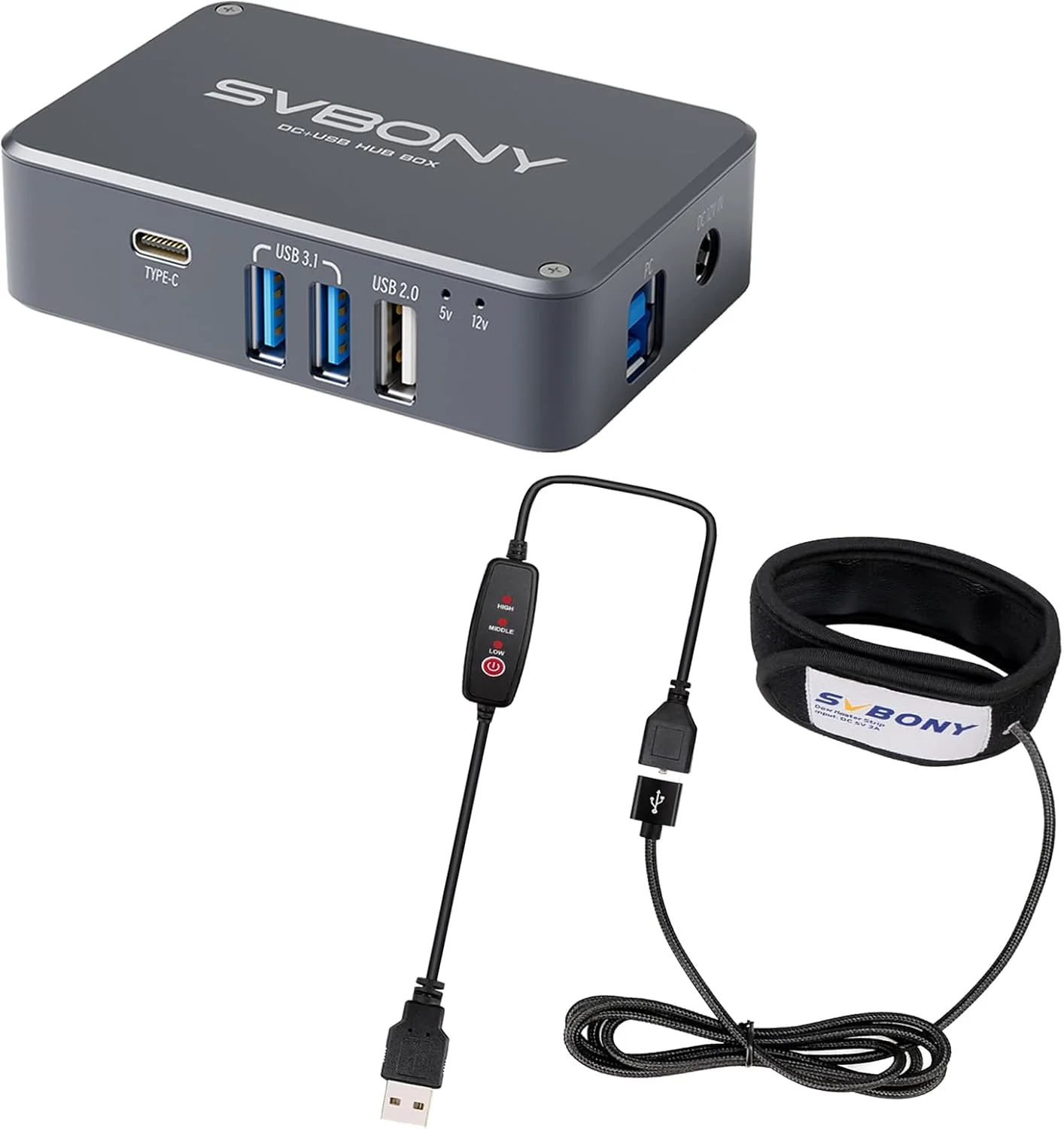 گرمکن لنز SVBONY SV172، گرمکن ضد شبنم لنز 240 میلی‌متری به همراه آداپتور برق تلسکوپ نجومی SV241، جعبه هاب USB میکرو DC، خروجی پرسرعت، هاب USB یکپارچه برای عکاسی نجومی در فضای باز