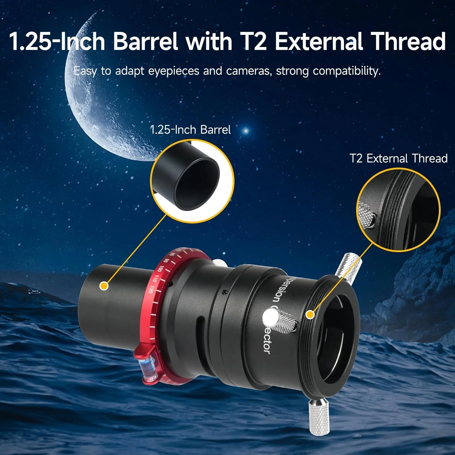 تصحیح کننده پراکندگی اتمسفری SVBONY SV199، 1.25 اینچ ADC برای مشاهده و تصویربرداری سیارات و ماه، لوازم جانبی تلسکوپ با تراز حبابی