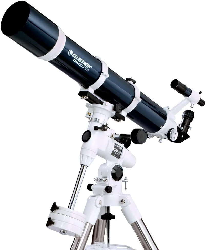 تلسکوپ شکستنی سلسترون Omni XLT 102 - تلسکوپ شکستنی دستی با پوشش های نوری XLT - پایه استوایی آلمانی EQ دستی با دایره های تنظیم و کنترل حرکت آهسته - شامل لوازم جانبی