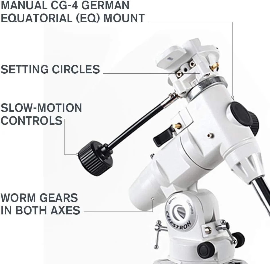 تلسکوپ شکستنی سلسترون Omni XLT 102 - تلسکوپ شکستنی دستی با پوشش های نوری XLT - پایه استوایی آلمانی EQ دستی با دایره های تنظیم و کنترل حرکت آهسته - شامل لوازم جانبی