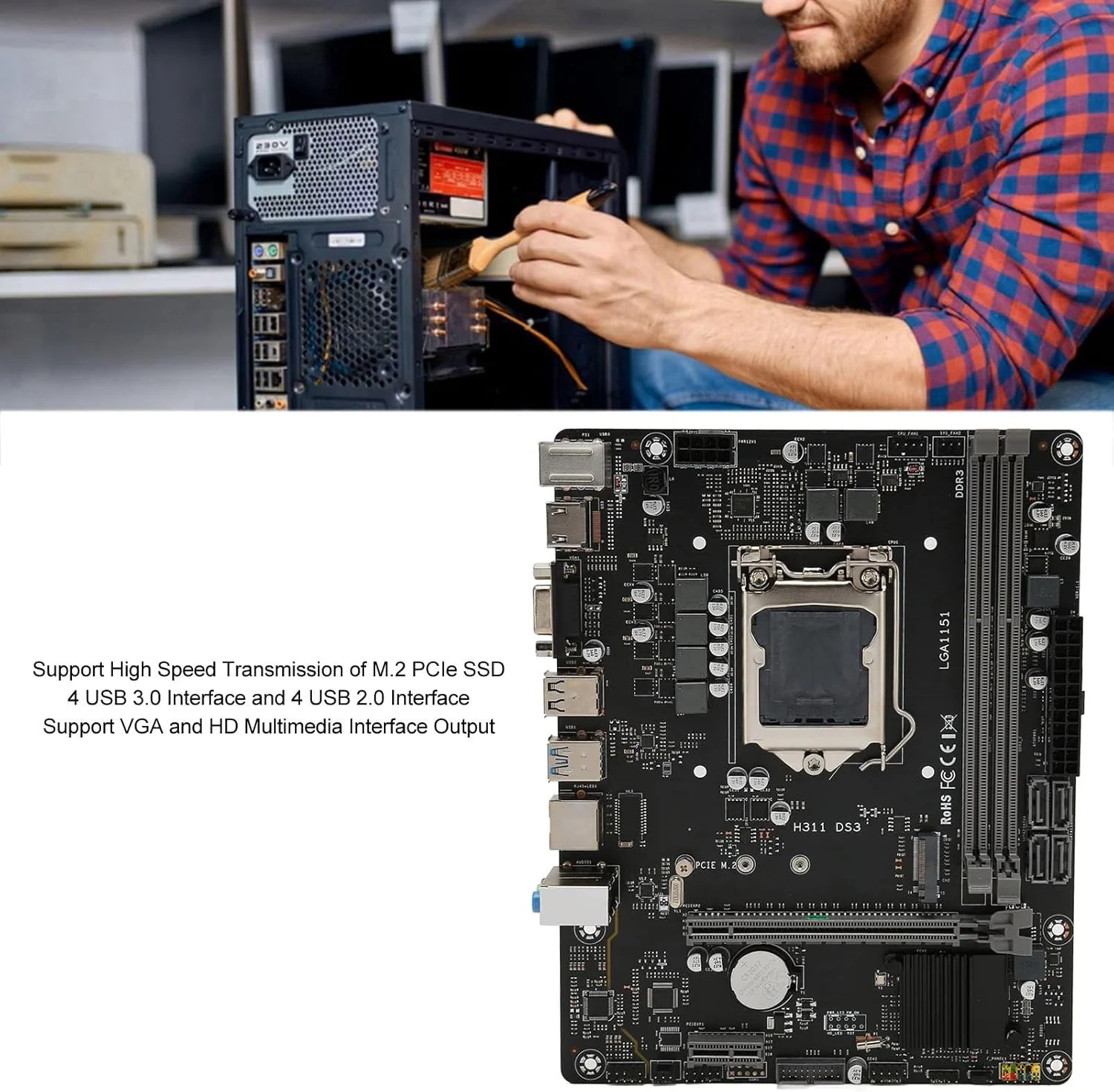 مادربرد رومیزی LGA 1151 با M.2 PCIe 4.0، دارای 4 پورت USB3.0، 4 پورت USB2.0 و خروجی HD VGA برای پردازندههای نسل 6 تا 9 مادربرد رومیزی LGA 1151 با M.2 PCIe 4.0، دارای 4 پورت USB3.0، 4 پورت USB2.0 و خروجی HD VGA برای پردازندههای نسل 6 تا 9