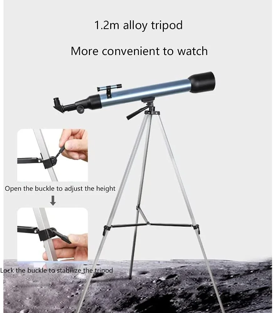 تلسکوپ بازتابی LSLYTQ برای مبتدیان، دهانه 60 میلی‌متری، تلسکوپ 700 میلی‌متری با سه‌پایه قابل تنظیم و آداپتور تلفن، مناسب برای فضای باز