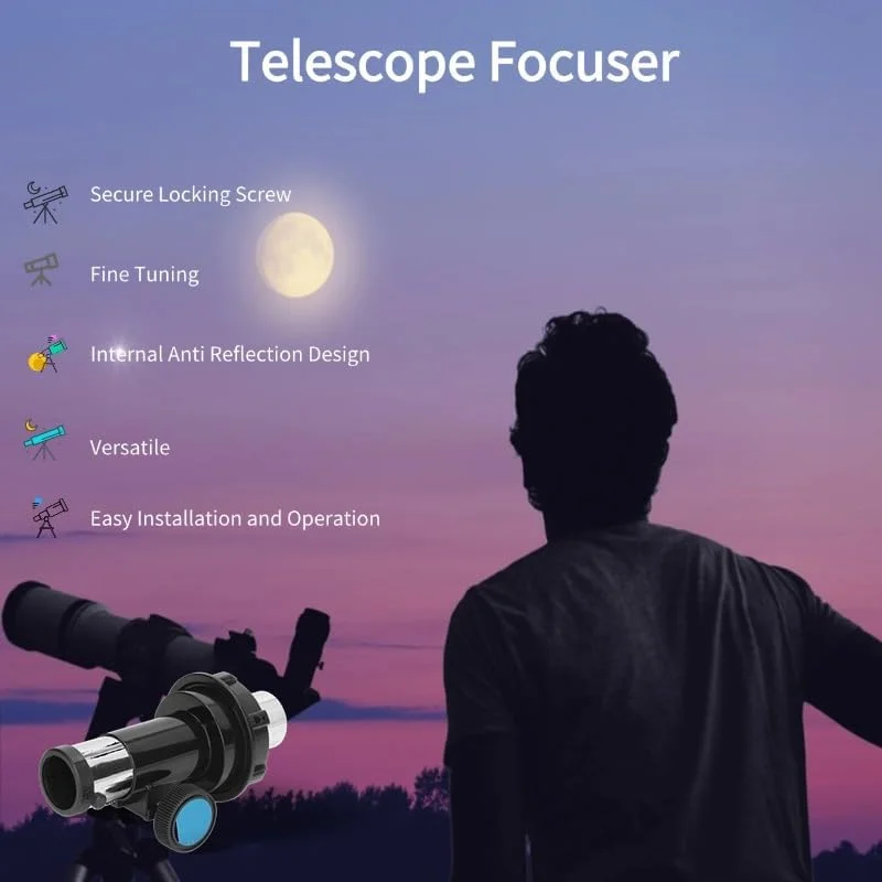 فوکوس کننده تلسکوپ، صندلی فوکوس شکست نور 80 میلیمتری با لوله فوکوس دندانهدار، رابط چشمی 1.25 اینچی، فوکوس کننده تلسکوپ نجومی بازتابی، برای فوکوس روان روی تلسکوپهای بازتابی فوکوس کننده تلسکوپ، صندلی فوکوس شکست نور 80 میلیمتری با لوله فوکوس دندانهدار، رابط چشمی 1.25 اینچی، فوکوس کننده تلسکوپ نجومی بازتابی، برای فوکوس روان روی تلسکوپهای بازتابی