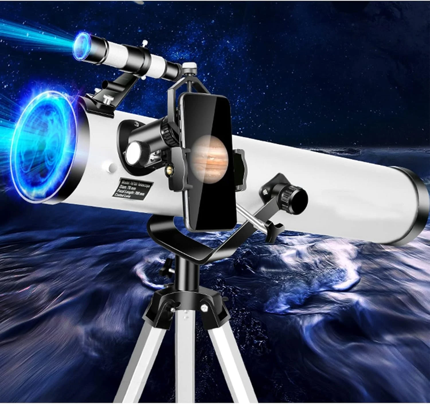 تلسکوپ بازتابی نجومی LSLYTQ با دهانه 114 میلی‌متر، پایه AZ 700 میلی‌متری، تلسکوپ‌های قابل تنظیم و قابل حمل با آداپتور تلفن