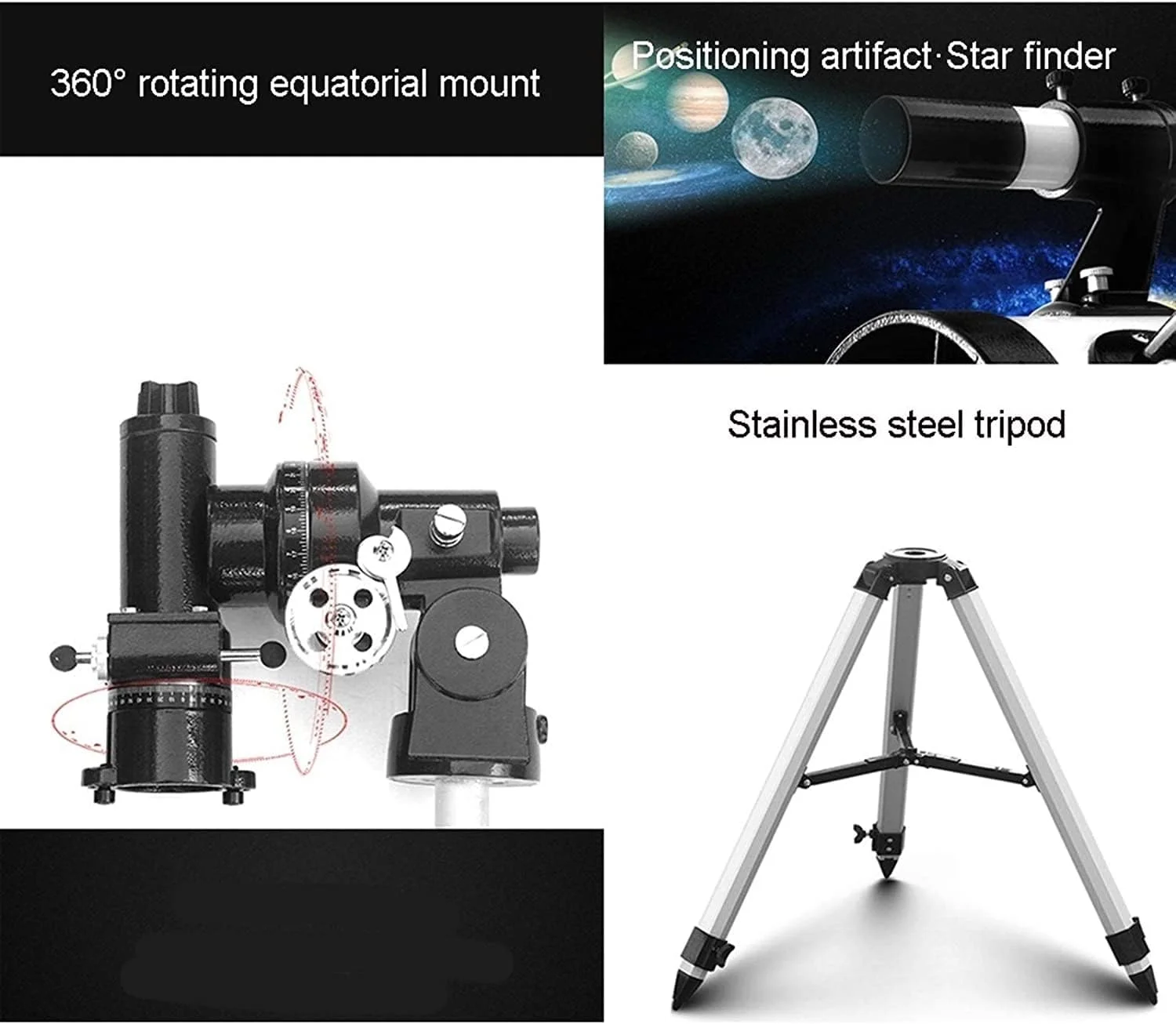تلسکوپ بازتابی نجومی حرفه ای Spacmirrors LSLYTQ همراه با سه پایه، تلسکوپ 114 میلی متری برای نجوم، تلسکوپ برای نجوم و بزرگسالان مبتدی سبک و قابل حمل