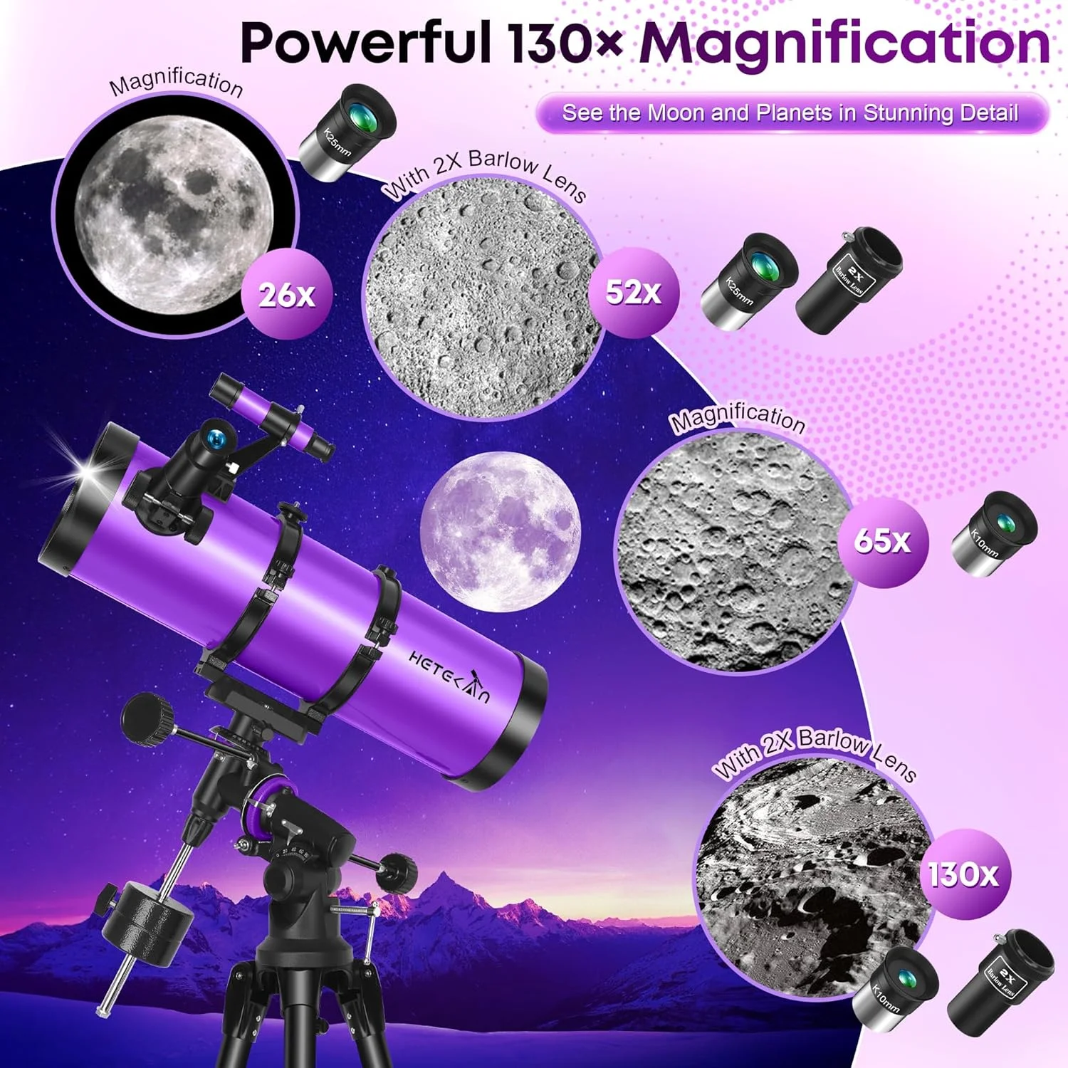تلسکوپ نیوتونی بازتابی 150EQ برای بزرگسالان و مبتدیان، تلسکوپ های حرفه ای نجومی پرقدرت برای بزرگسالان با پایه استوایی، نگهدارنده تلفن، پوشش ضد گرد و غبار و کیف حمل