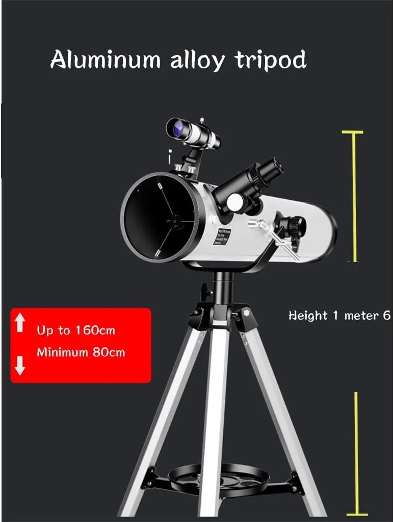 تلسکوپ بازتابی نجومی LSLYTQ با دهانه 114 میلی‌متر، پایه AZ 700 میلی‌متری، تلسکوپ‌های قابل تنظیم و قابل حمل با آداپتور تلفن