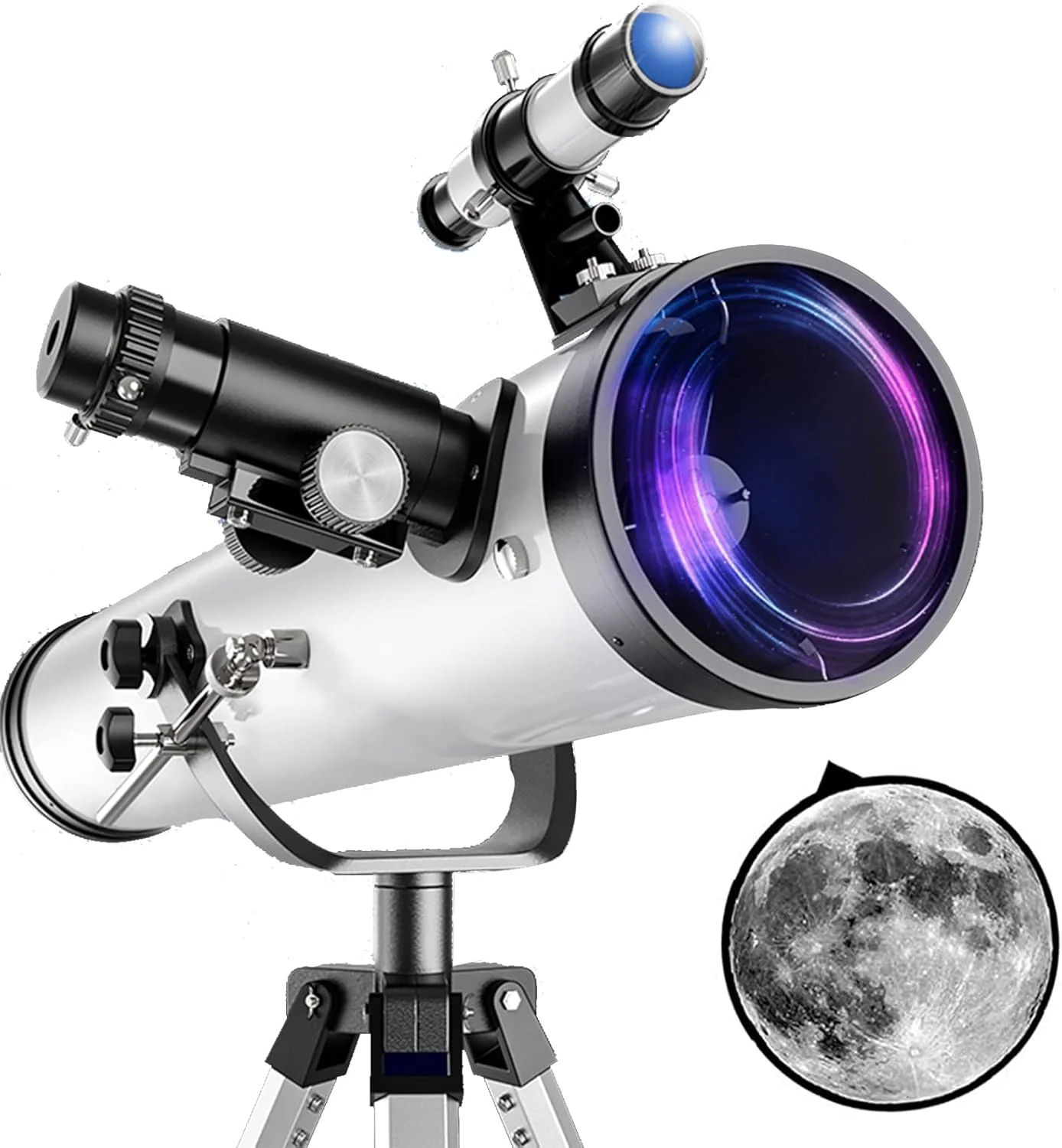 تلسکوپ نجومی حرفه ای LSLYTQ برای بزرگسالان، تلسکوپ بازتابی 76 میلی متری با دیافراگم 700 میلی متری، تلسکوپ مسافرتی قابل حمل با بزرگنمایی بالا و کیف حمل