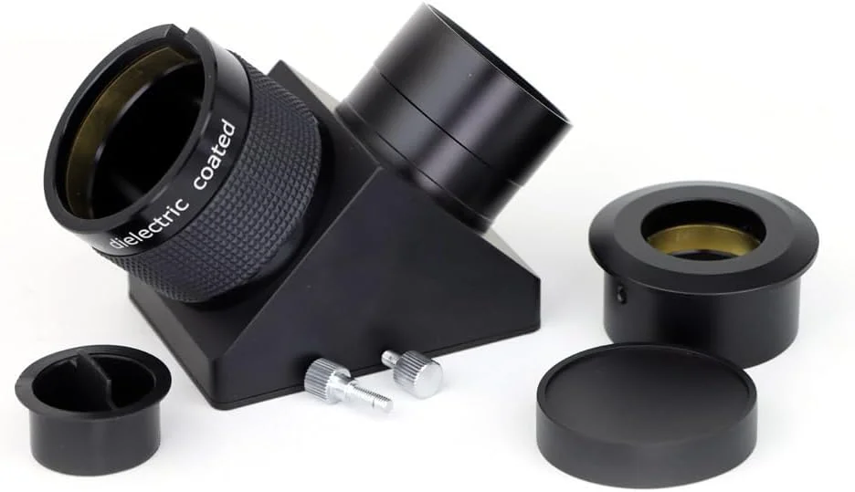 آینه قطری 2 اینچی زنیت با پوشش دی‌الکتریک برای تلسکوپ نجومی شکستی با بازتاب 99% به همراه اتصالات زاویه 90 درجه