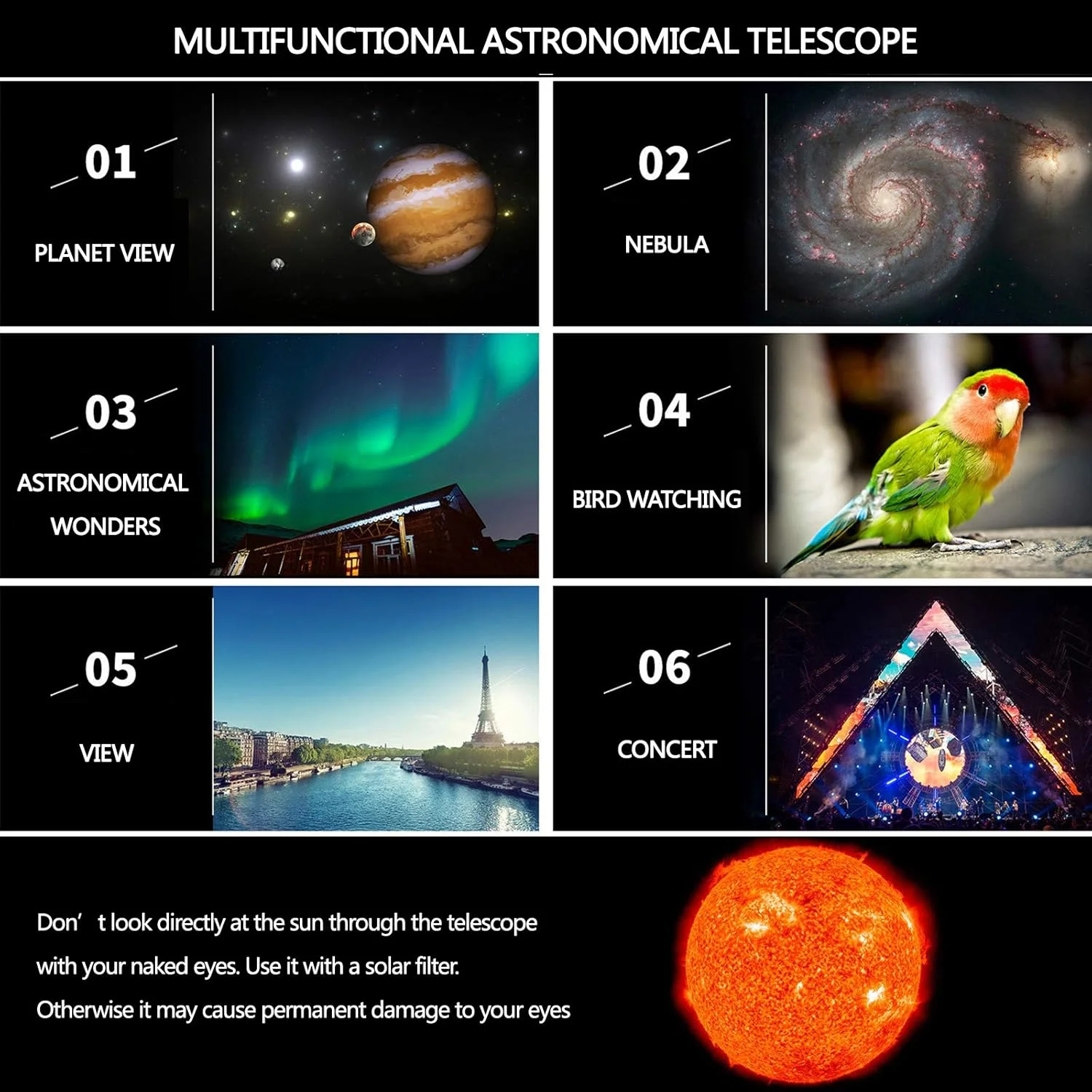 تلسکوپ نجومی حرفه ای، 750x150mm با فاصله کانونی بلند و دهانه بزرگ به همراه پایه استوایی