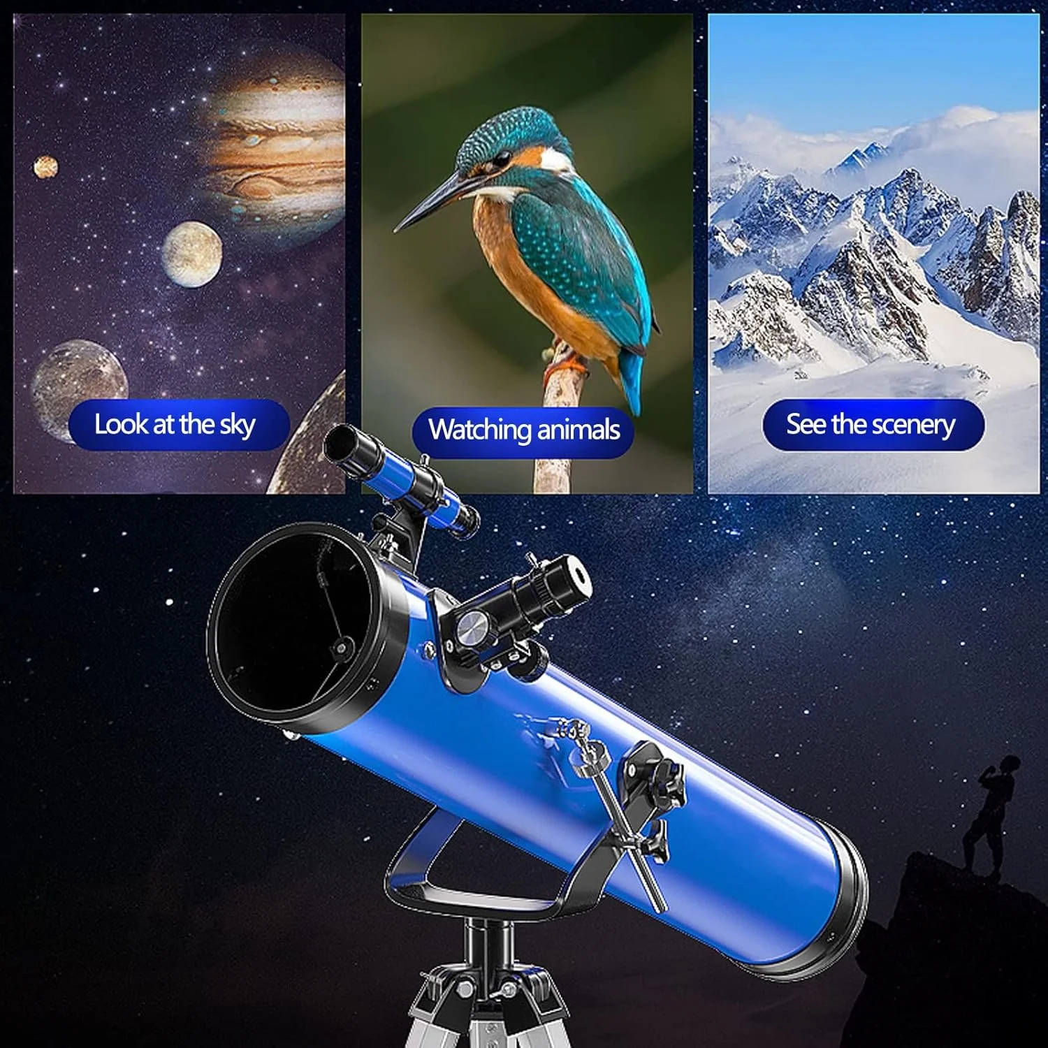 تلسکوپ نجومی حرفه ای LSLYTQ برای بزرگسالان، تلسکوپ بازتابی 76 میلی متری با دیافراگم 700 میلی متری، تلسکوپ مسافرتی قابل حمل با بزرگنمایی بالا و کیف حمل