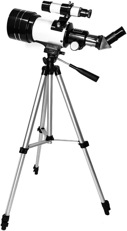 تلسکوپ نجومی قابل حمل 70 میلی‌متری با سه پایه، بدون بلوتوث، سفید