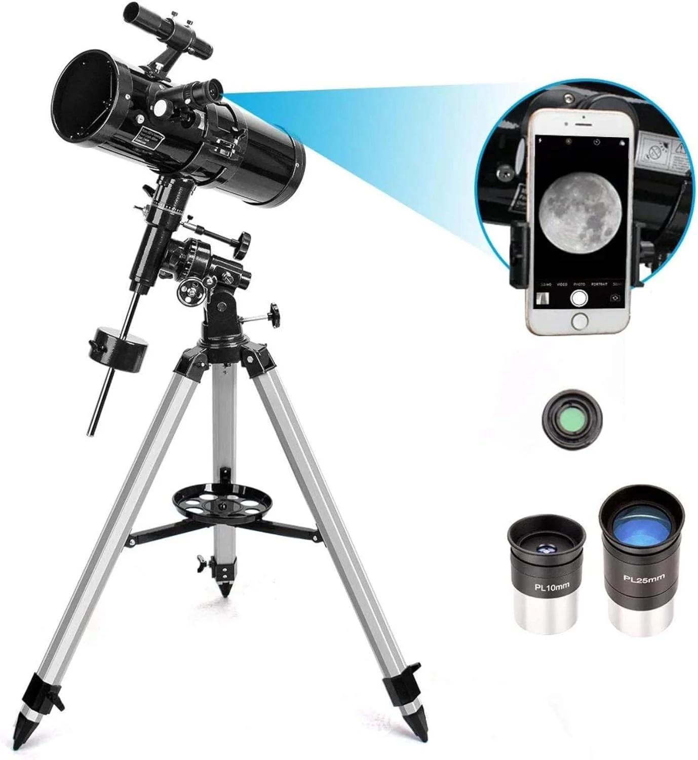 تلسکوپ بازتابی هدیه LSLYTQ - پایه استوایی - تلسکوپ با دیافراگم 114 میلی‌متری به همراه سه‌پایه قابل تنظیم