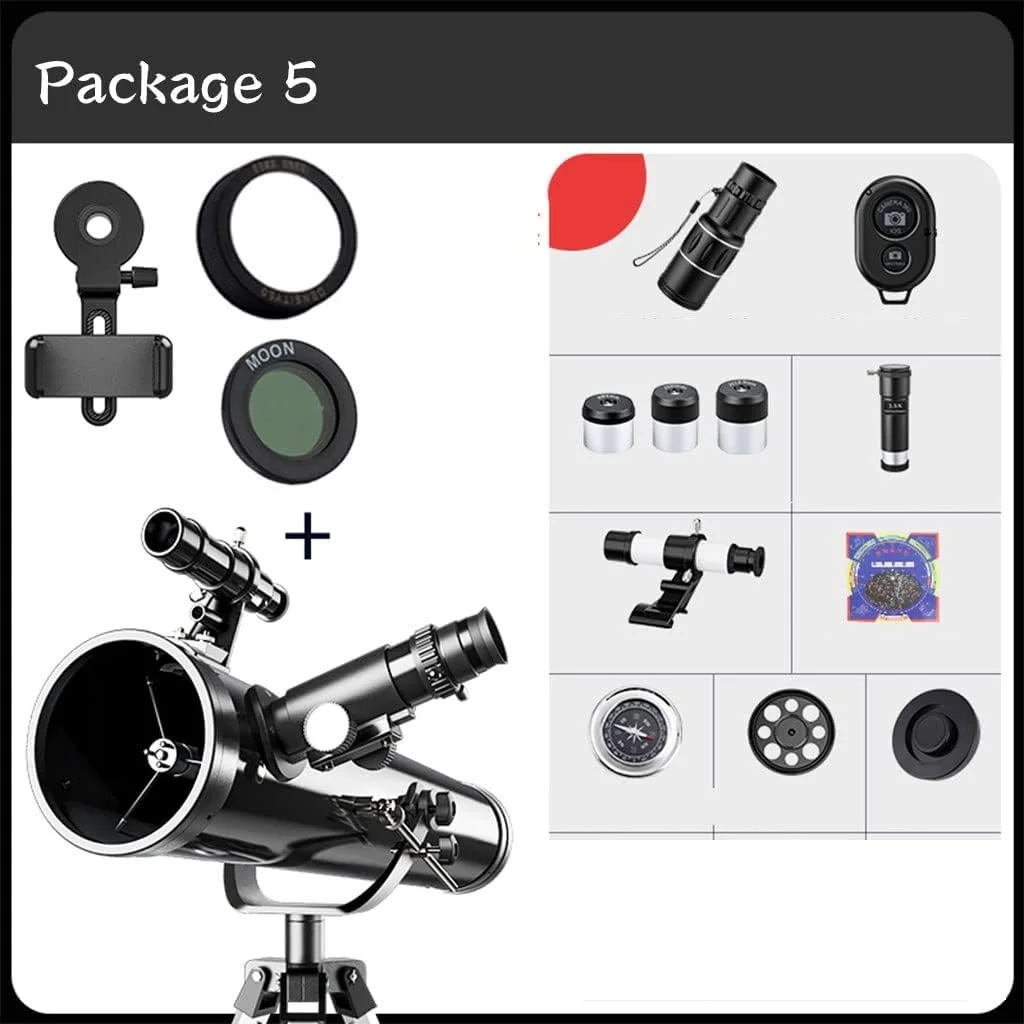 تلسکوپ فضایی LSLYTQ برای نجوم، تلسکوپ قابل حمل - نصب و استفاده آسان - ایده آل برای افراد مبتدی - تلسکوپ نجومی برای ماه و تماشای ستارگان