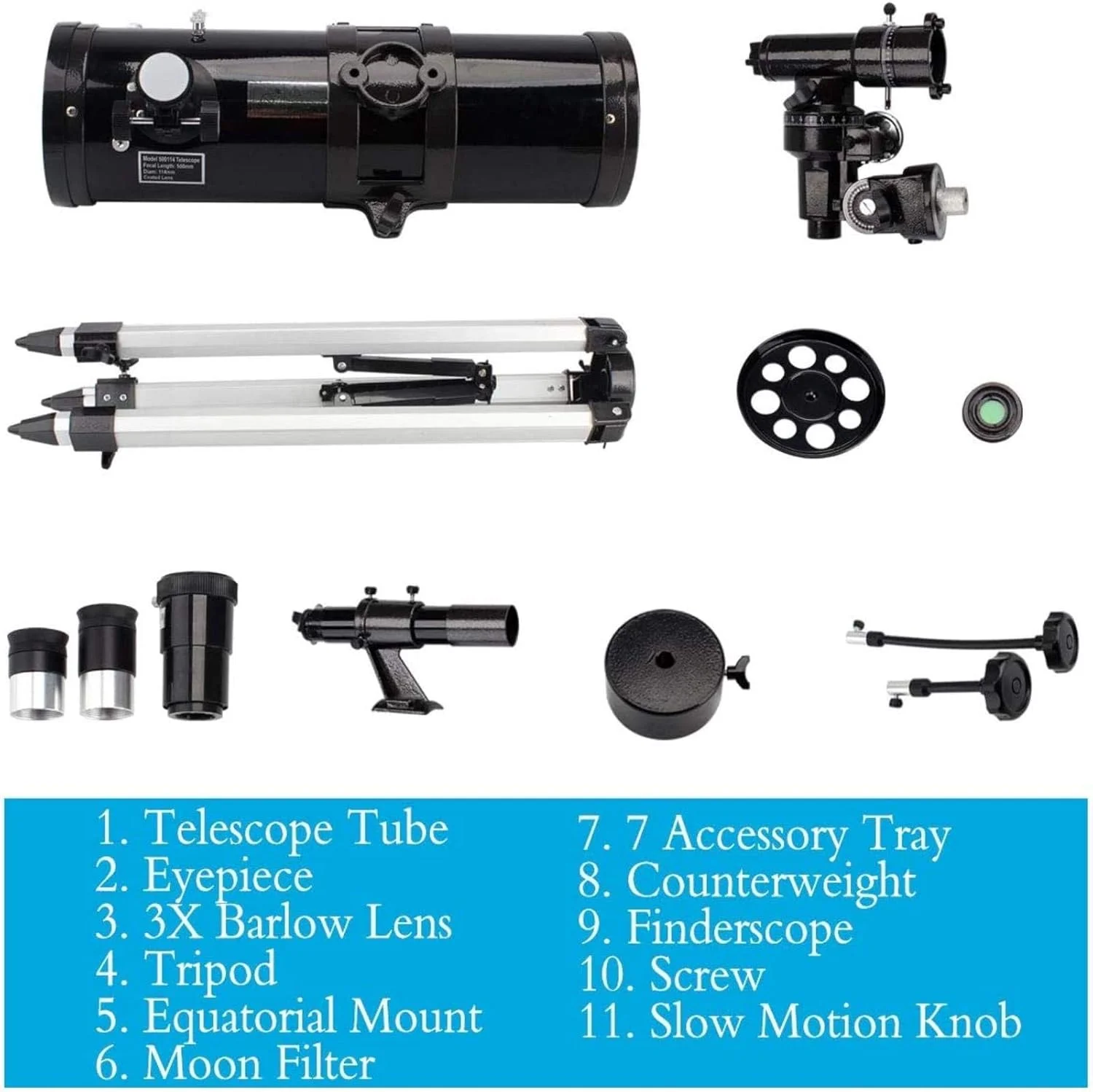 تلسکوپ بازتابی هدیه LSLYTQ - پایه استوایی - تلسکوپ با دیافراگم 114 میلی‌متری به همراه سه‌پایه قابل تنظیم