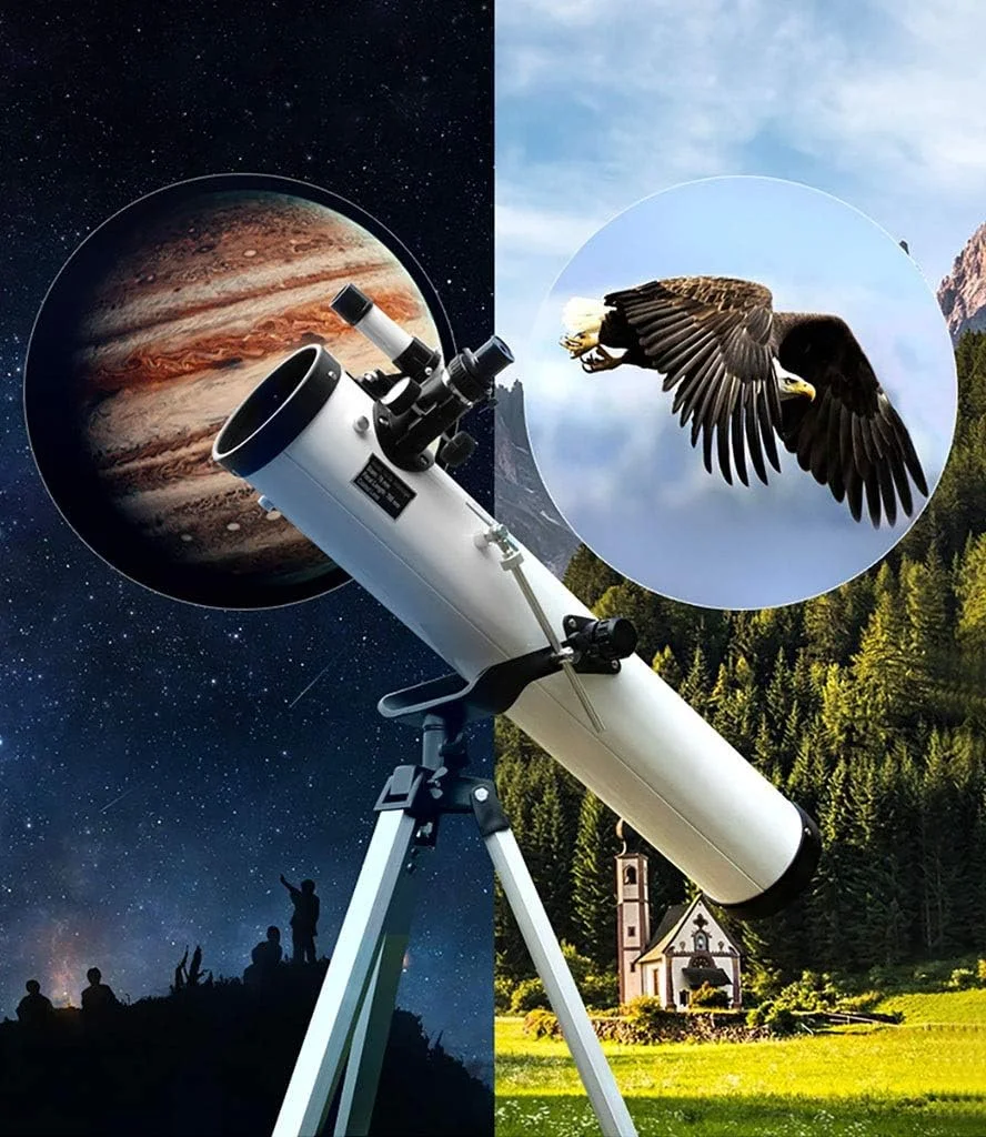 تلسکوپ نجومی بازتابی با کیفیت بالا، حرفه ای برای رصد ستارگان، با قدرت بالا و وضوح تصویر عالی به همراه سه پایه، مناسب برای مبتدیان و بزرگسالان
