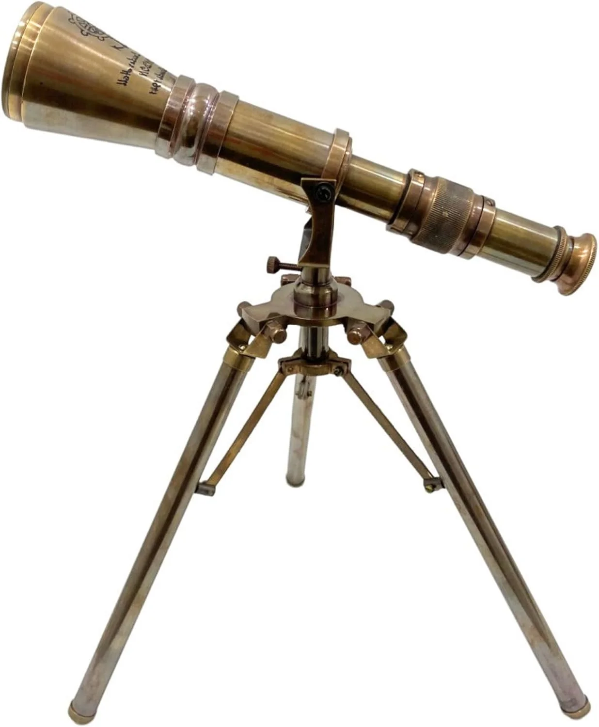 تلسکوپ رومیزی تک لوله ای برنجی عتیقه دست ساز، کلکسیونی دریایی، دکوراسیون دریایی، ظاهری سلطنتی برای نمایش در خانه و دفتر
