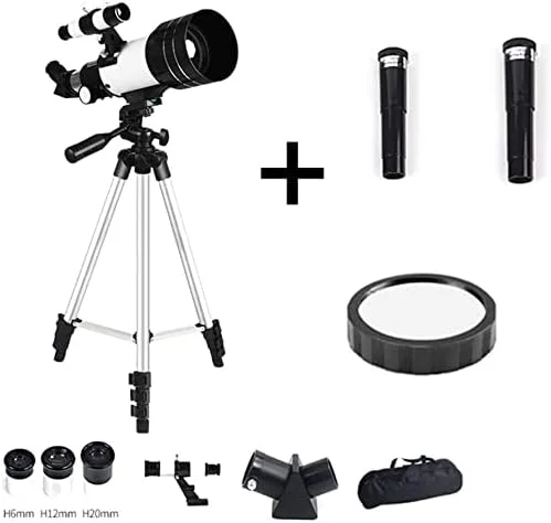 تلسکوپ نجومی سطح پایه برای کودکان، تلسکوپ بازتابی برای مبتدیان، لنز نوری HD، تلسکوپ مسافرتی قابل حمل با کوله پشتی و سه پایه (رنگ: پکیج 4)(پکیج 2)