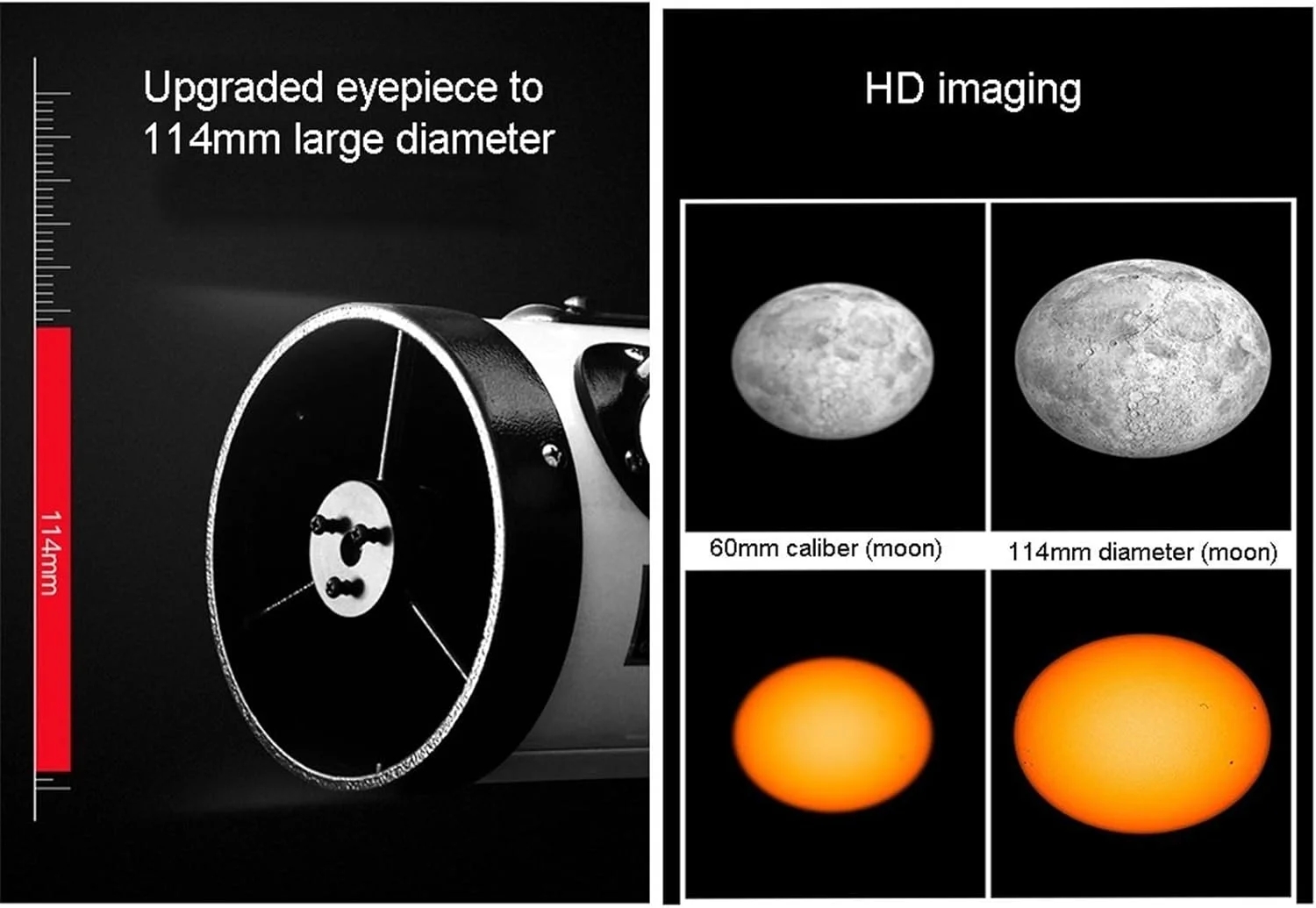 تلسکوپ بازتابی نجومی به همراه سه پایه، تلسکوپ 114 میلی‌متری برای نجوم، تلسکوپ برای نجوم کودکان و بزرگسالان مبتدی، بسته 1