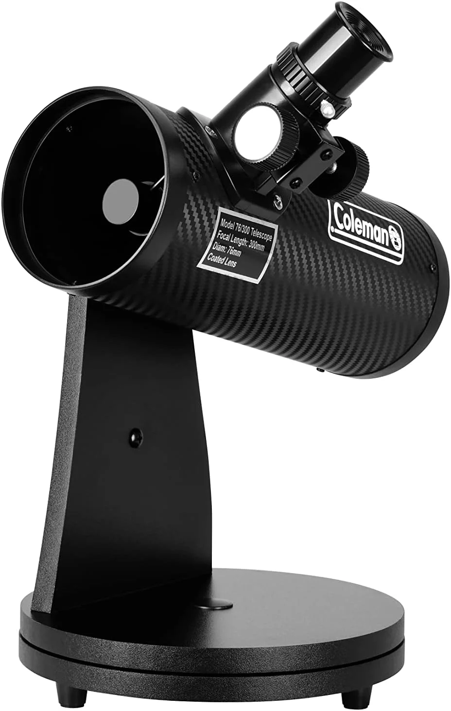 تلسکوپ بازتابی نیوتنی کولمن AstroWatch D76mm x 300mm (بزرگنمایی 15x-150x) - پرداخت فیبر کربنی