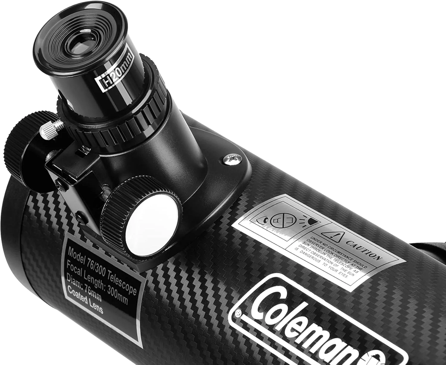 تلسکوپ بازتابی نیوتنی کولمن AstroWatch D76mm x 300mm (بزرگنمایی 15x-150x) - پرداخت فیبر کربنی