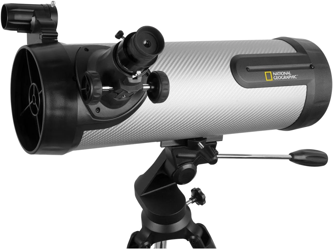 تلسکوپ بازتابی 114 میلی‌متری نشنال جئوگرافیک به همراه چشمی‌ها، پایه و آداپتور تلفن هوشمند برای نجوم و عکاسی نجومی