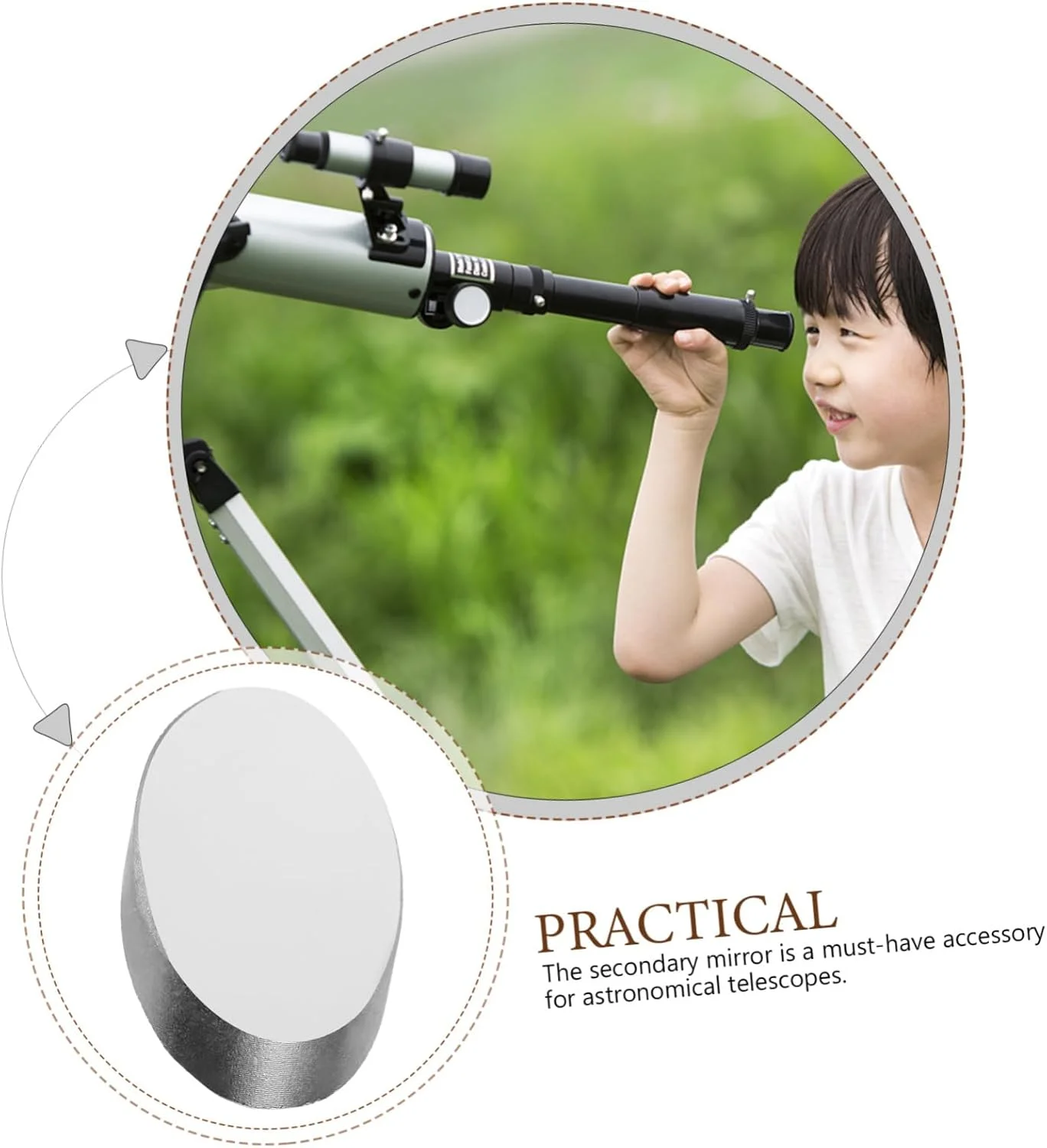 آینه ثانویه تلسکوپ DOITOOL، بازتابنده کروی شیشه ای، نصب آسان برای تماشای ستارگان