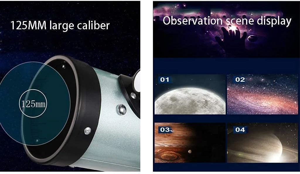 تلسکوپ نجومی به روز شده 2021، کالیبر 125 میلی‌متر، طول کانونی 700 میلی‌متر، تلسکوپ بازتابی برای مبتدیان نجوم و کودکان به همراه سه پایه قابل تنظیم