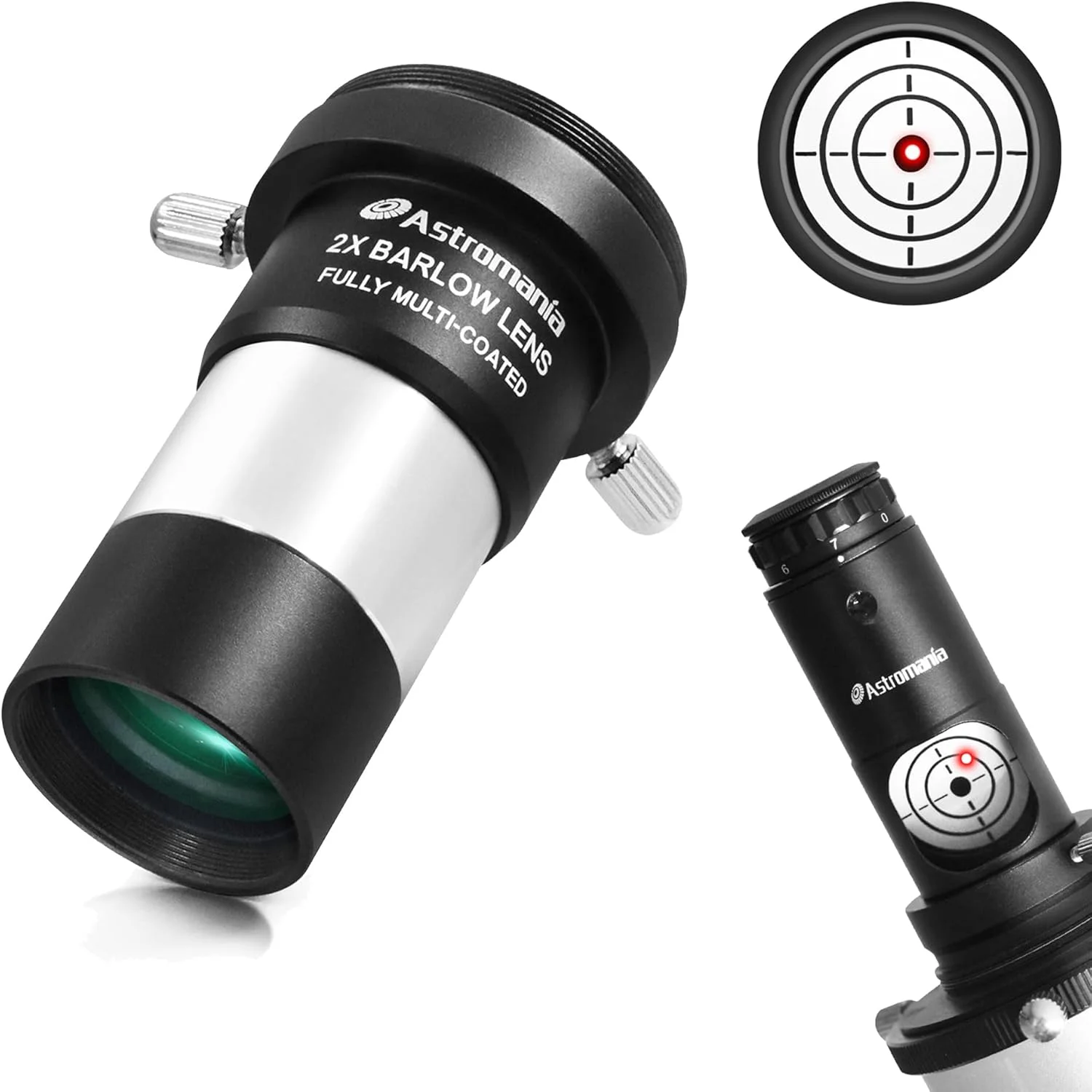 هم راستا کننده لیزری نسل جدید Astromania 1.25 اینچی - همراه با - آخرین لنز بارلو 2X 1.25 اینچی با رزوه M42x0.75
