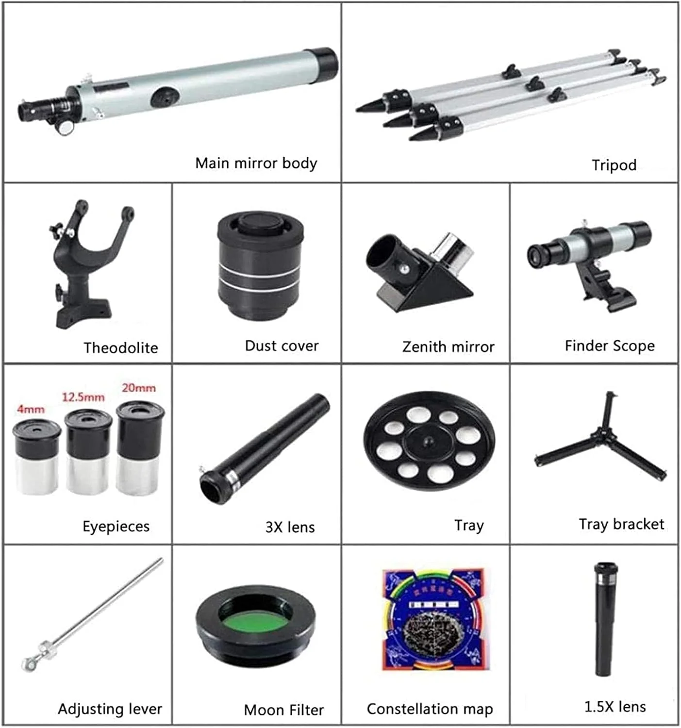 تلسکوپ نجومی LSLYTQ، 700/70 میلی‌متری حرفه‌ای 525X بازتابی، تلسکوپ‌های تک چشمی با سه‌پایه، 3 چشمی و یابنده